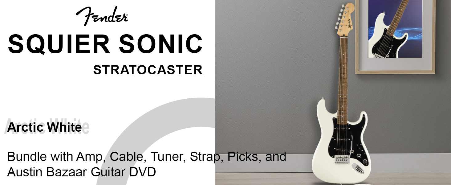 Amazon.com: Fender Squier Sonic Stratocaster - Arctic White Bundle