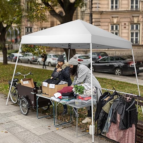 Miniatura 6 de Tienda de campaña desplegable de 10 x 10 pies, ángulo biselado instantáneo para exteriores, con bolsa de transporte, refugio de cenador portátil,