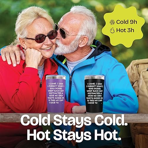 Miniatura 2 de KLUBI Regalos de elefante blanco para adultos  Vaso con texto en inglés "I Came I Saw I Forgot" de 20 onzas, regalos de broma de Navidad, divertidos