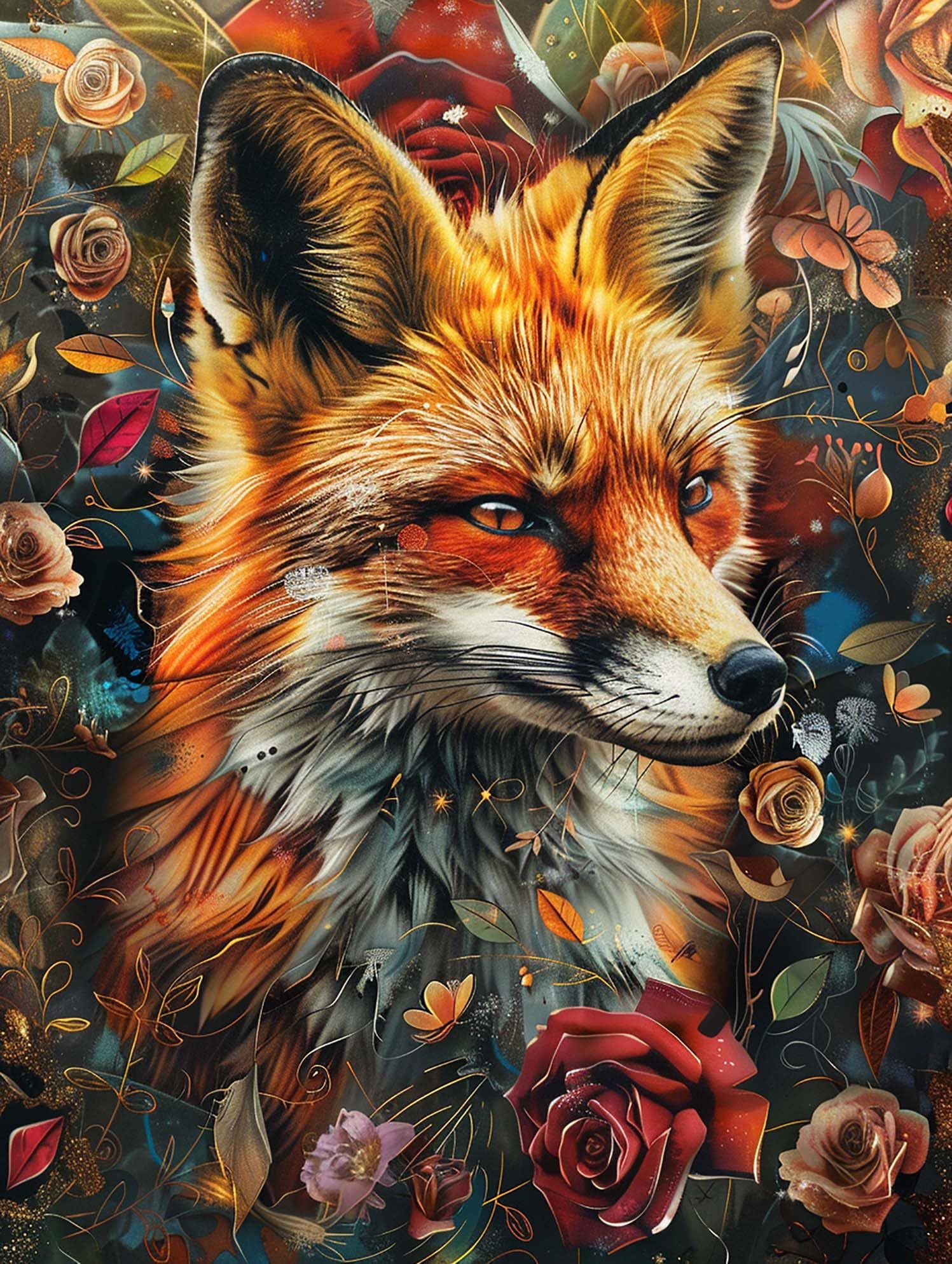 Kaliosy 5D Diamond Art Kits for Adults Fox by Number Kits, Diamond Painting Art Animal DIY Full Drill Crystal Craft Cross Stitch Embroidery Decoration