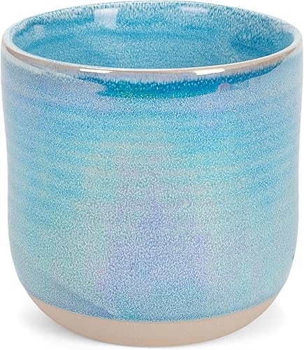 Miniatura 5 de Elanze Designs Juego de 4 tazas de café de cerámica de 17 onzas con esmalte iridiscente azul brillante