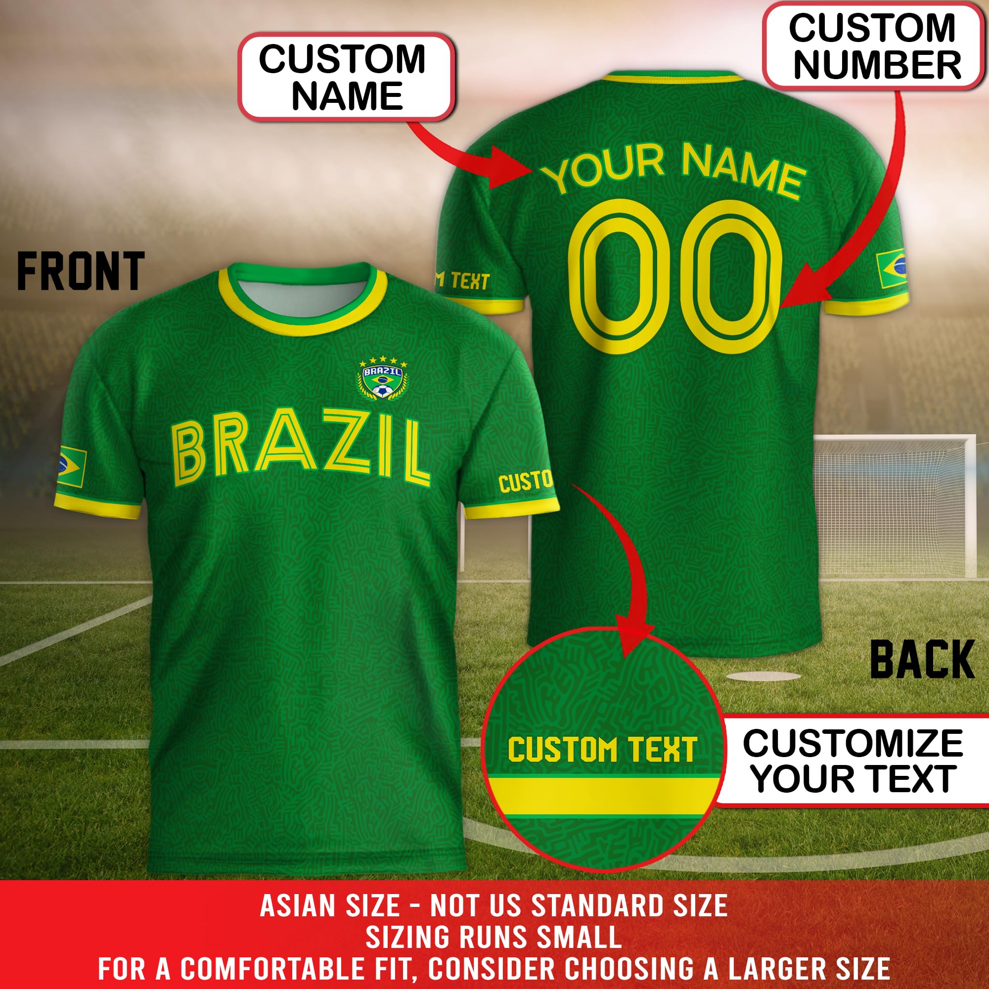 Retro Soccer Jerseys for Men, Customized Jersey Brazil, Custom Brazilian Soccer Jersey, Brazil Jersey Men 4