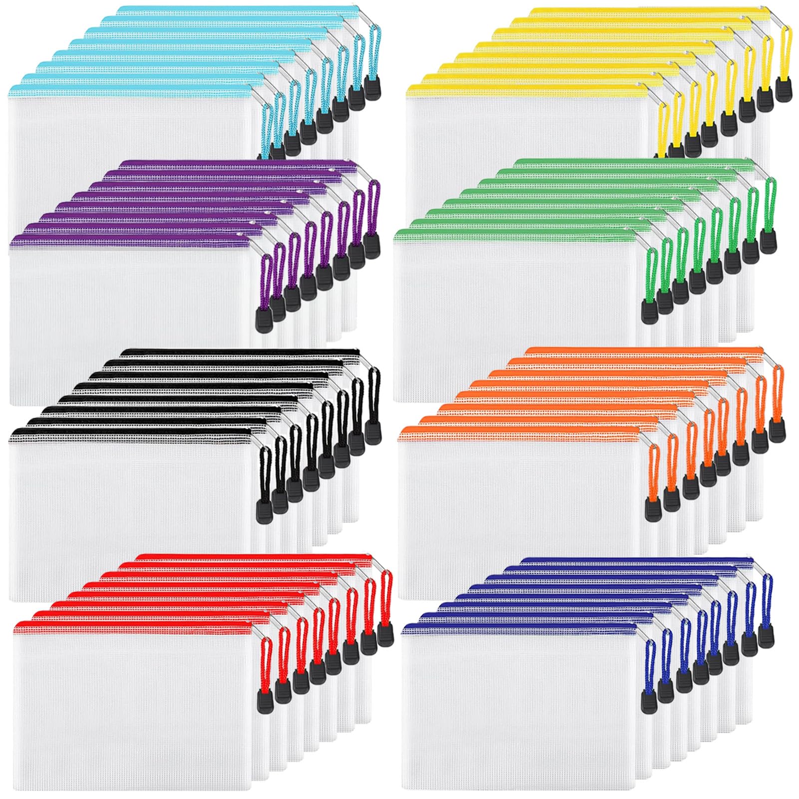 Amazon.com: Hsyydzi 64Pcs Mesh Zipper Pouch Bags, 8 Colors A4