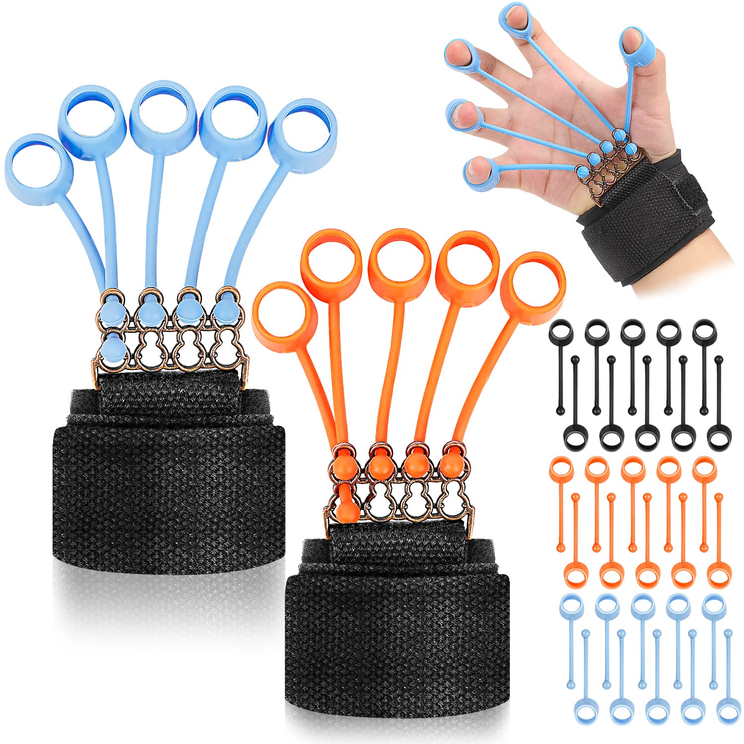 グリップストレングストレーナー40ポンド+60ポンド+75ポンド グリップスターフィンガーエクステンションエクササイザー 静脈グリップバディ  前腕強化ハンドトレーナー 静脈グリッパー フィンガートレーナー グリップジラ メンズ 筋力トレーニング