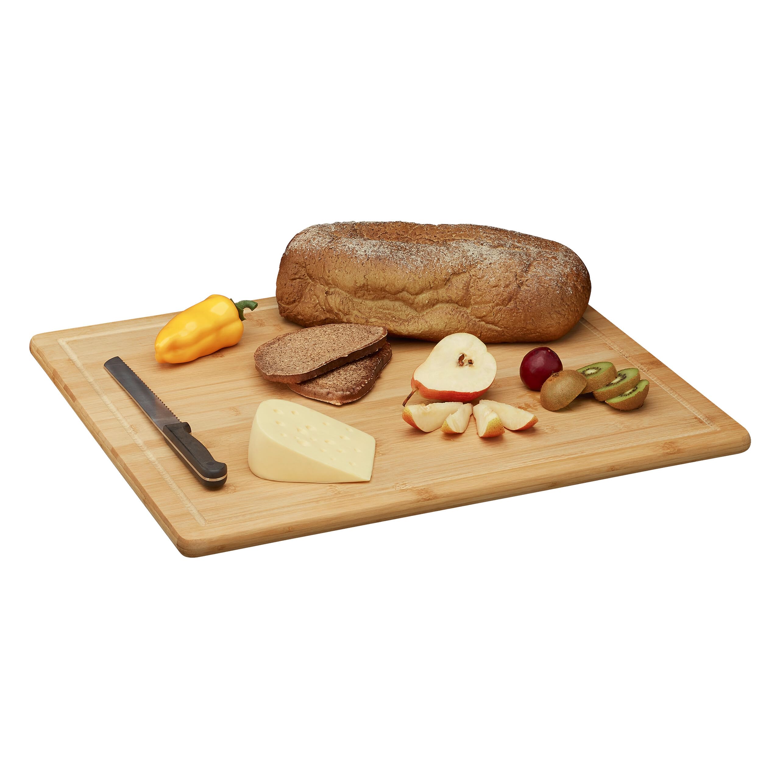 Relaxdays Schneidebrett Bambus, antibakteriell, Saftrille, Küchenbrett oder Herdabdeckung, HBT: 2 x 56,5 x 50 cm, Natur
