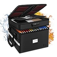 ETRONIK Fireproof Document Box with Lock: 2-Layer Waterproof File Organizer for Letter/Legal Folders, Portable Collapsible Storage Safe