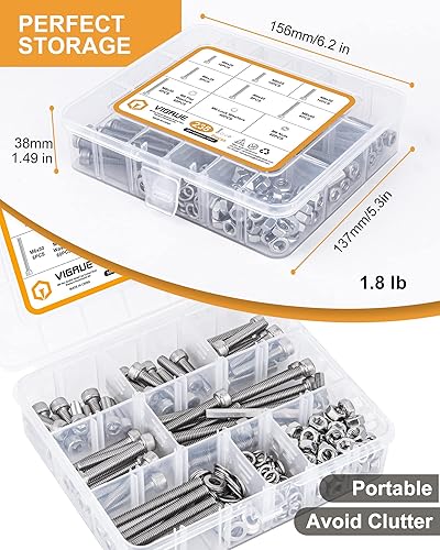 Miniatura 5 de VIGRUE 238 tornillos de cabeza hexagonal M6-1.0 x 2025303540451.969 in, acero inoxidable 304 Allen, rosca completa UNC