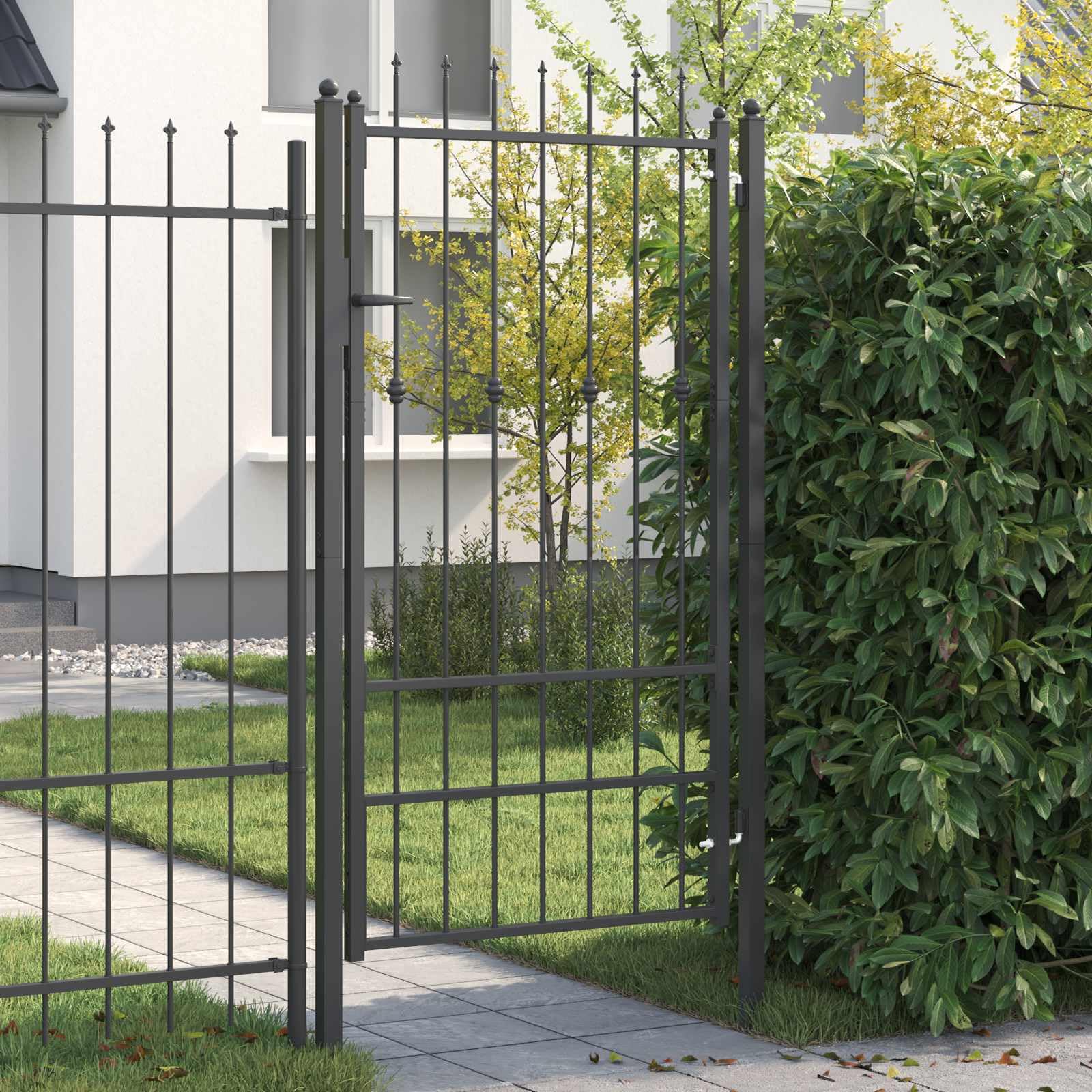 vidaXL Cancello per recinzione HORST 100 x 175 cm Metallo Nero, Cancello di Sicurezza per Esterni, Moderno in Metallo, Resistente e Elegante, Barriera Contro le Intemperie