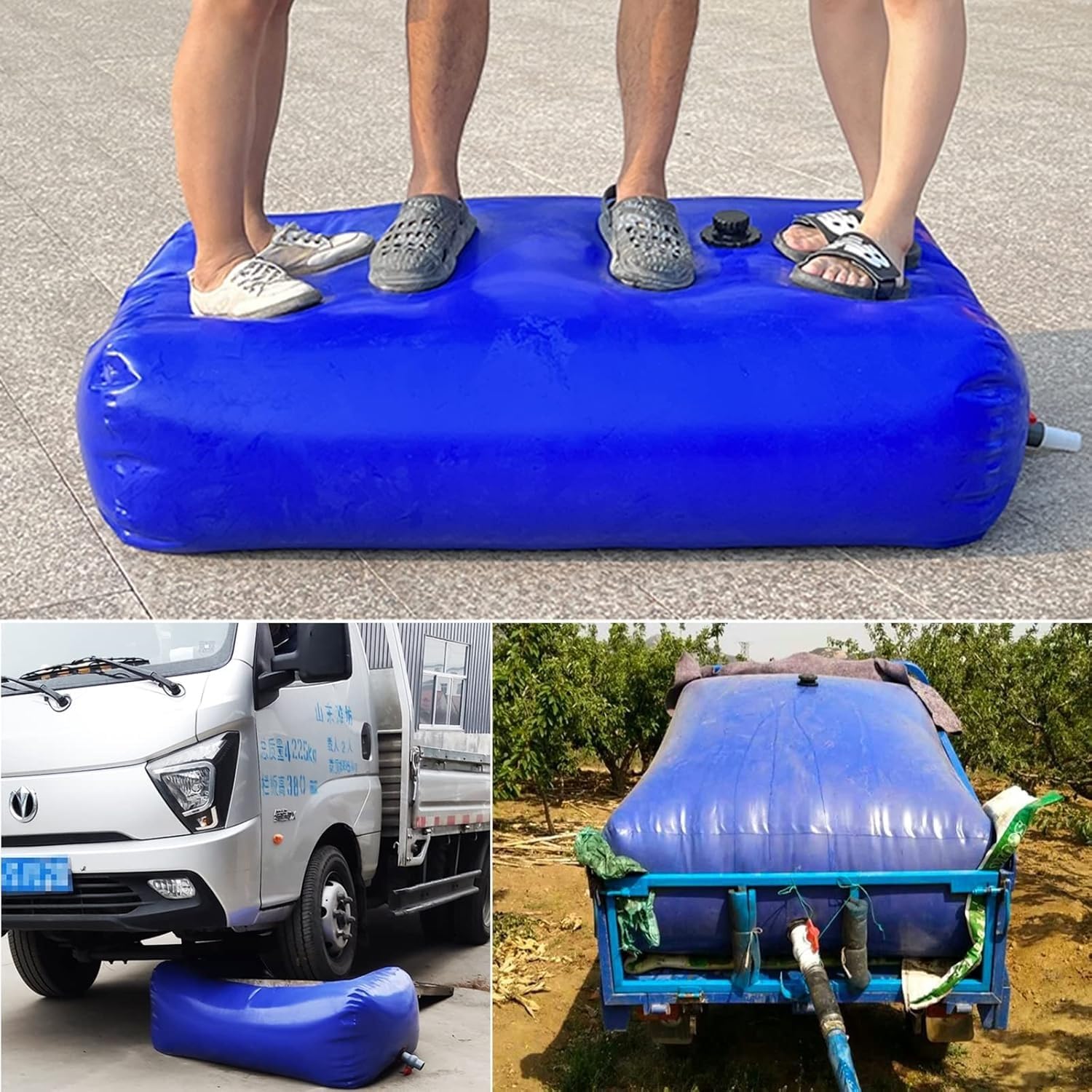 Faltbarer Wasserkanister 1000L/260G Orangefarbene Wasserblasentanks, Tragbare Wasserspeicherblase für Bewässerung/Arbeitsplatz/Bauernhofgebrauch(75L/20Gal/0.6x0.4x0.31 m)