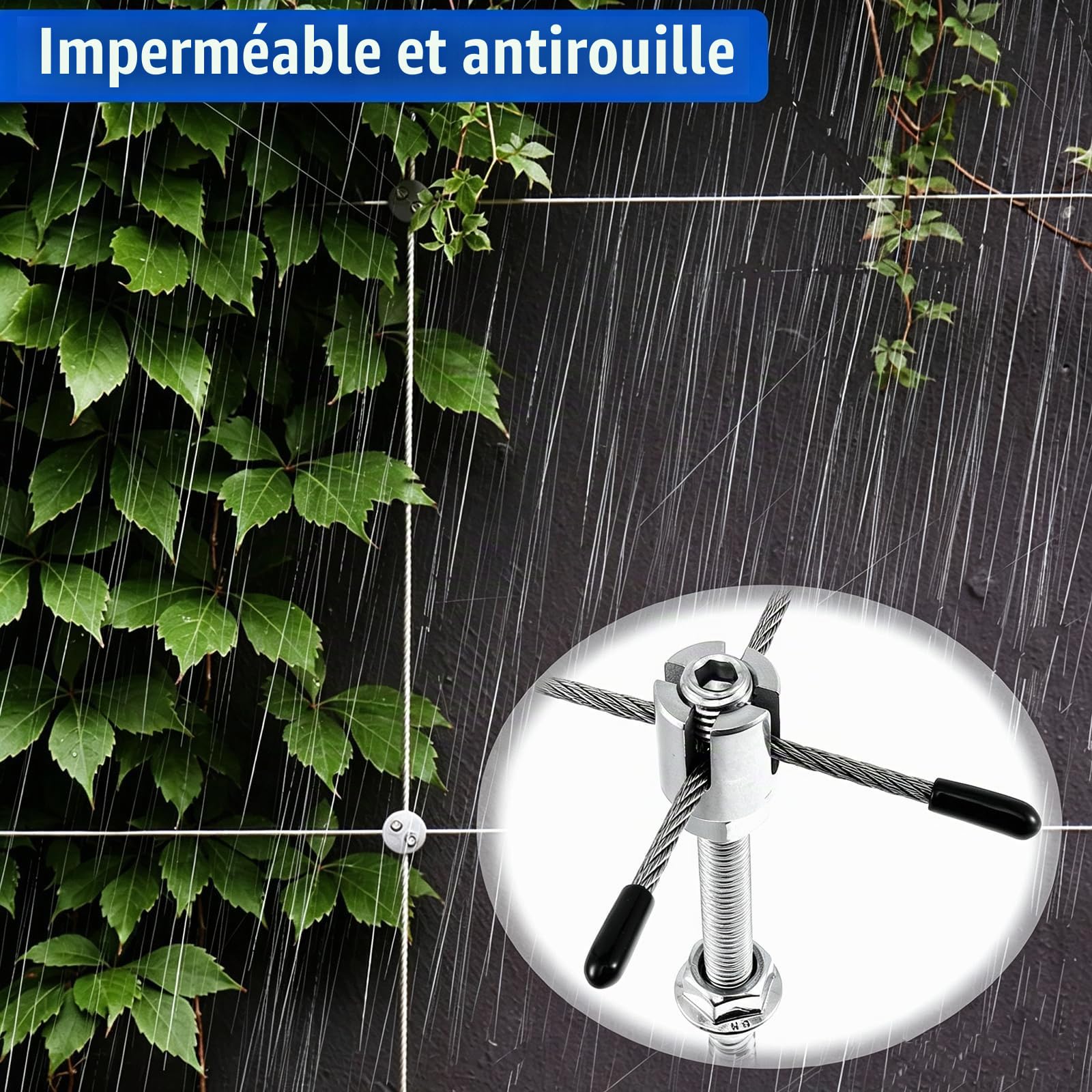 NEWFUN Cable Plante Grimpante Exterieur, 16 M, 12 Supports, Tuteur en Acier Inoxydable pour Plantes Grimpantes Telles Que Roses, Vignes et Tomates (16M)