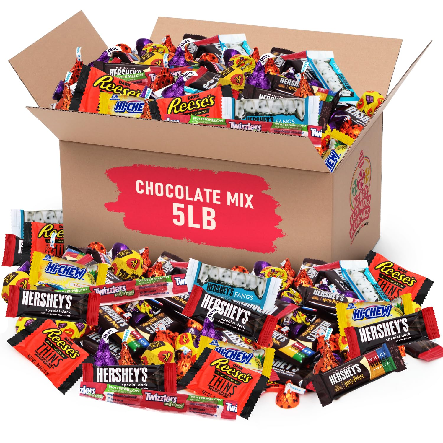 KATIES KANDY KORNER Chocolate Variety Pack of Bulk Candy, Individually Wrapped Ideal Candy Mix to Share with Family and Friends, Perfect Themed Candy for Parties - 5lb