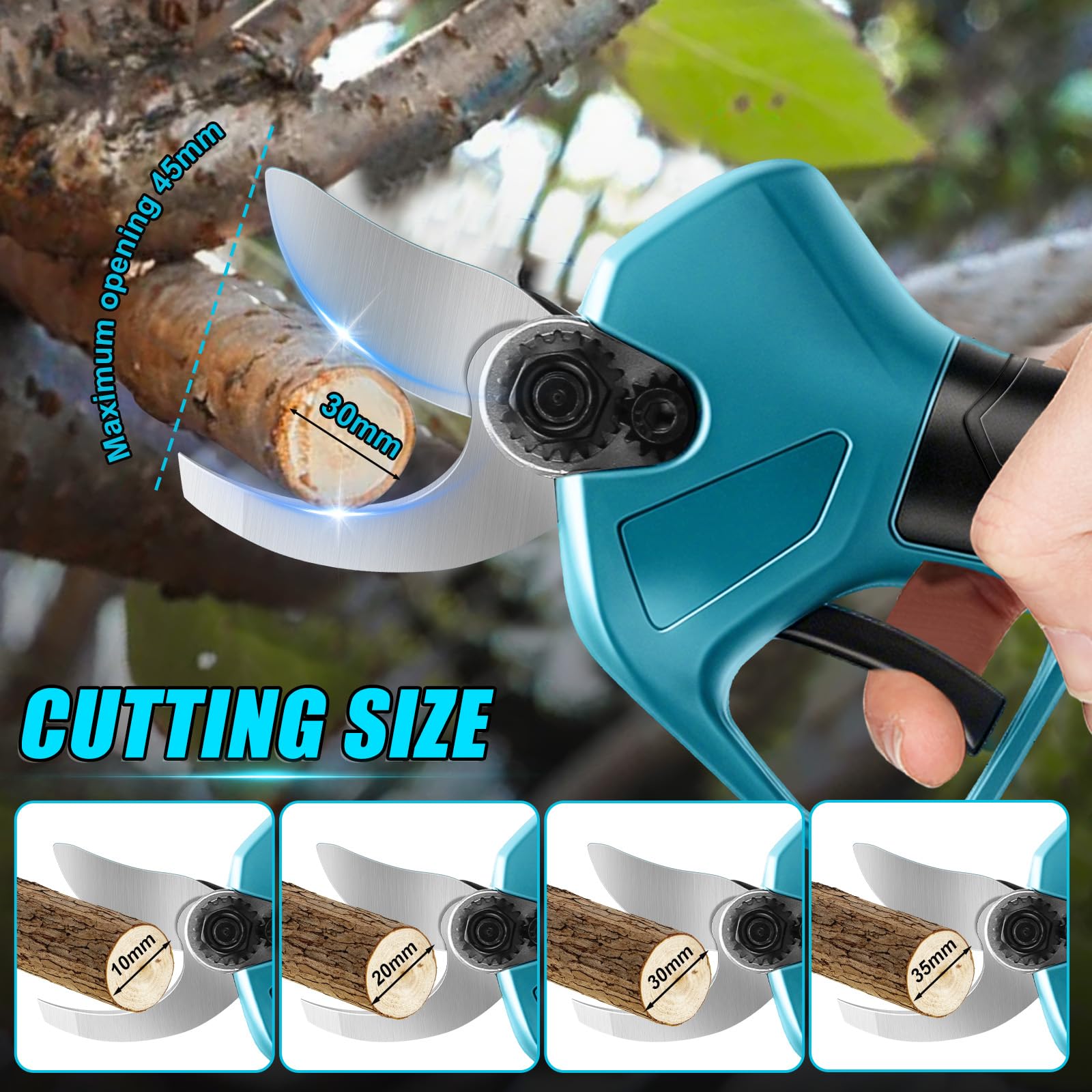Akku Astschere für Makita 18V Batterie (Ohne Akku), Bürstenloser Motor, Max Öffnung 45mm, Elektrische Astsäge Gartenschere mit LCD-Display, für Baumzweige, Blumen