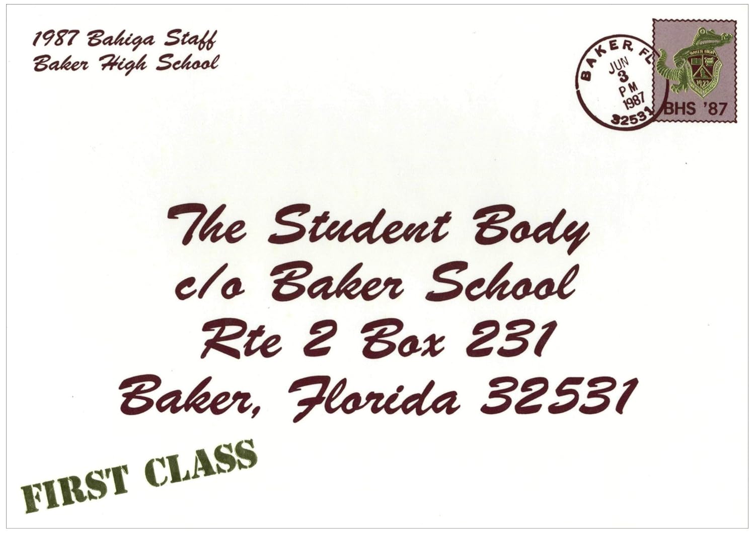 (Reprint) 1987 Yearbook Baker High School, Baker, Florida Yearbook