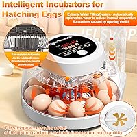 Vista 5 de Incubadora de huevos mejorada para incubar huevos, capacidad de 12 huevos con girador automático de huevos, control de temperatura y humedad, vela