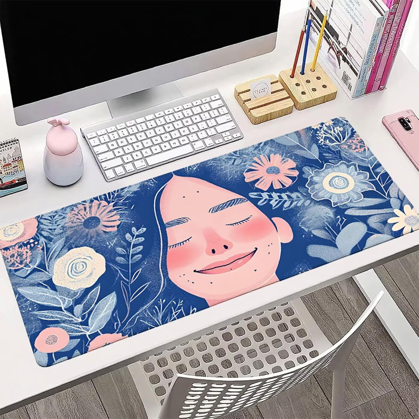 Tappetino Mouse XXL 1000 x 500 x 3 mm Tappetino Mouse Gaming, Blu Grande Sottomano Acrivania Accessori, Impermeabile e Antiscivolo Mousepad Ragazza, per PC, Laptop ufficio Desk Mat Accessori H-8069