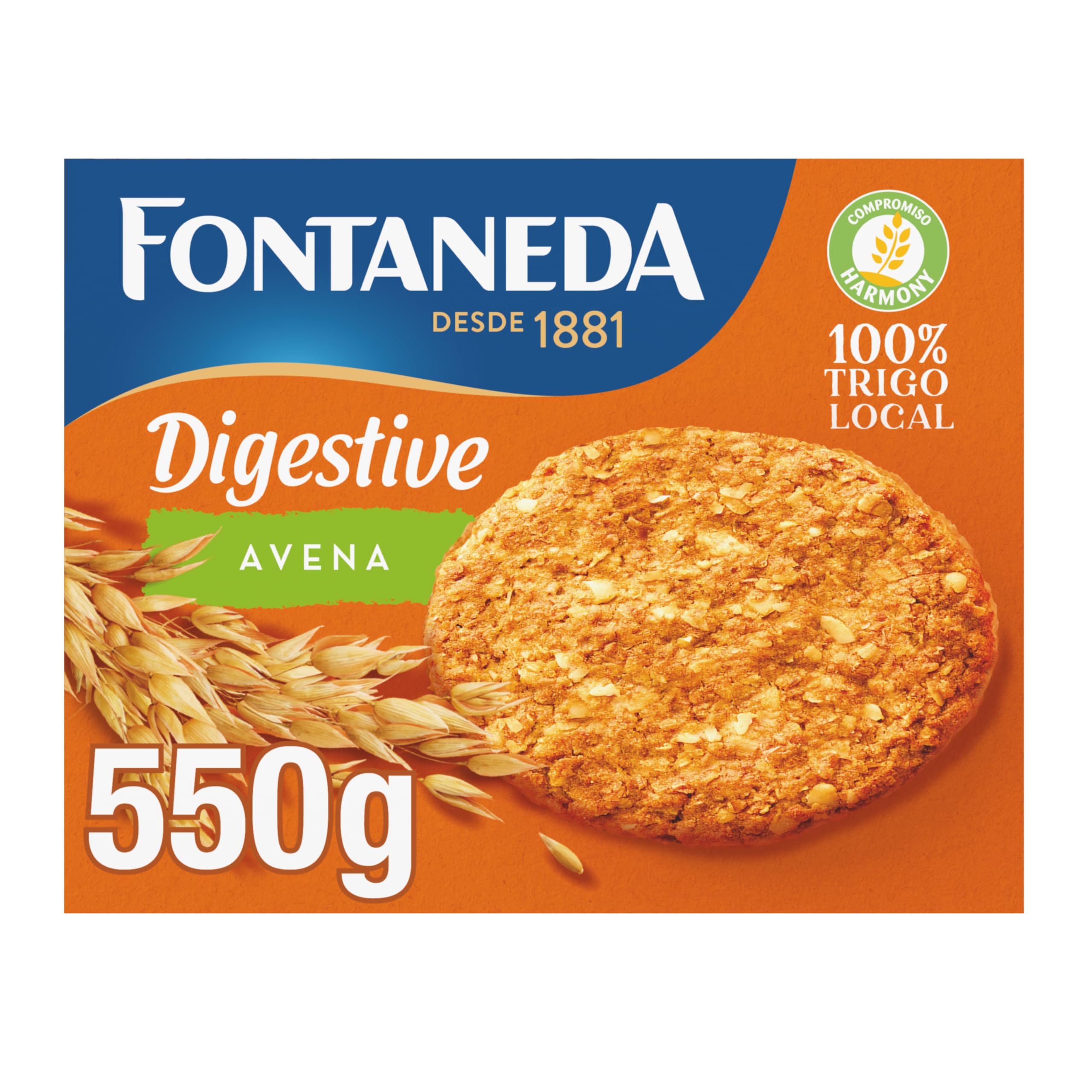 Fontaneda Galletas Digestive con Avena, Rico en Fibra, 550 g