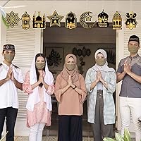Vista 4 de 36 piezas de adornos de madera de Ramadán Purpeak, adornos colgantes de Eid Mubarak, adornos de pared para fiesta de Eid, decoraciones de Ramadán