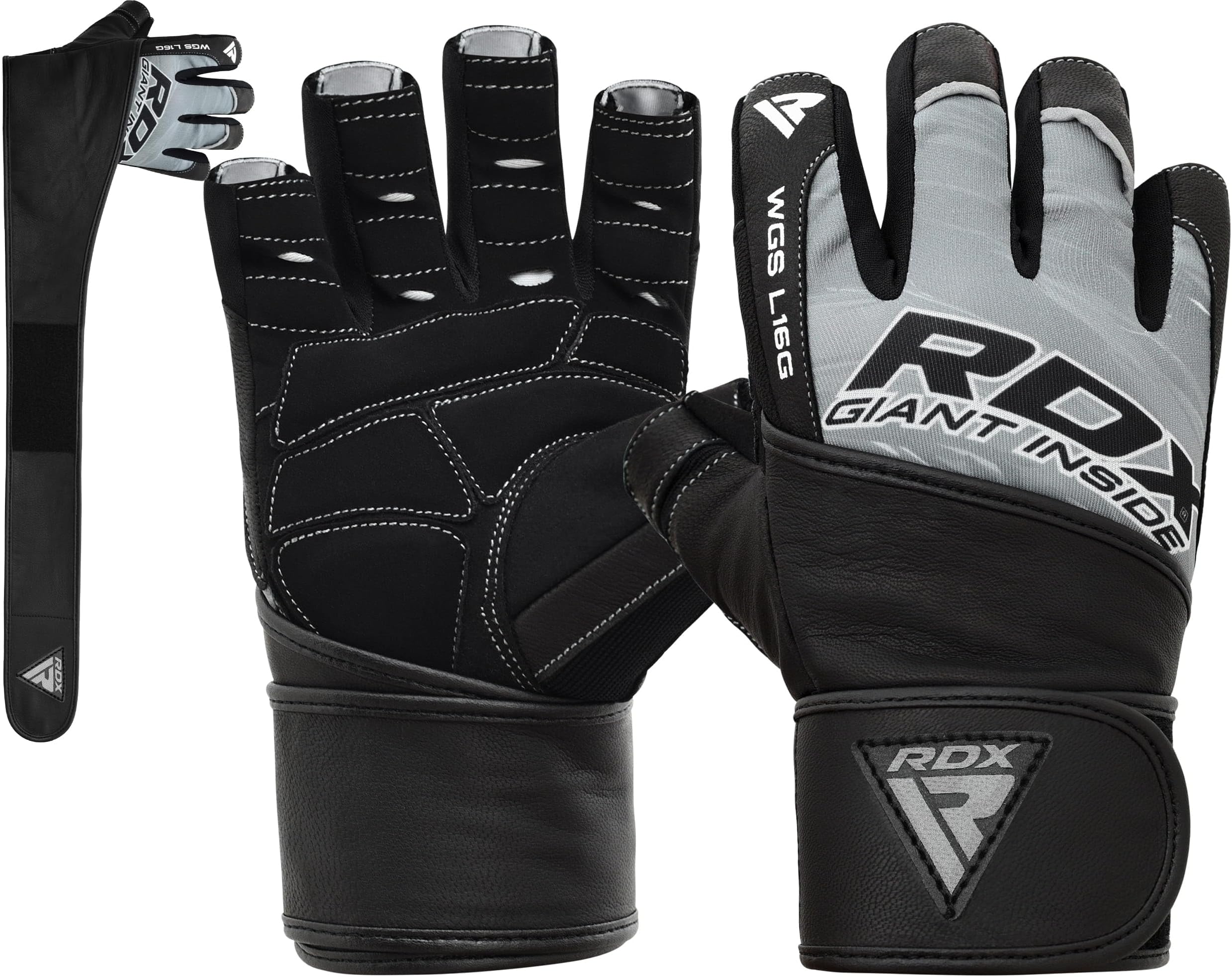 RDX Weight Lifting Gloves, Gym Fitness Workout Grips, Anti Slip Ventilated Open Back, Strength Training HIIT Exercise Deadlift, Gymnastics, Long and Short Strap Grippers for Men Women Home Gym Use