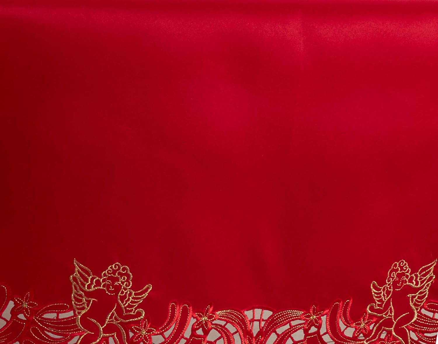 SARO LIFESTYLE 412.R1554B Cupidon Collection Embroidered Cupid Design Table Runner, 15" x 54", Red