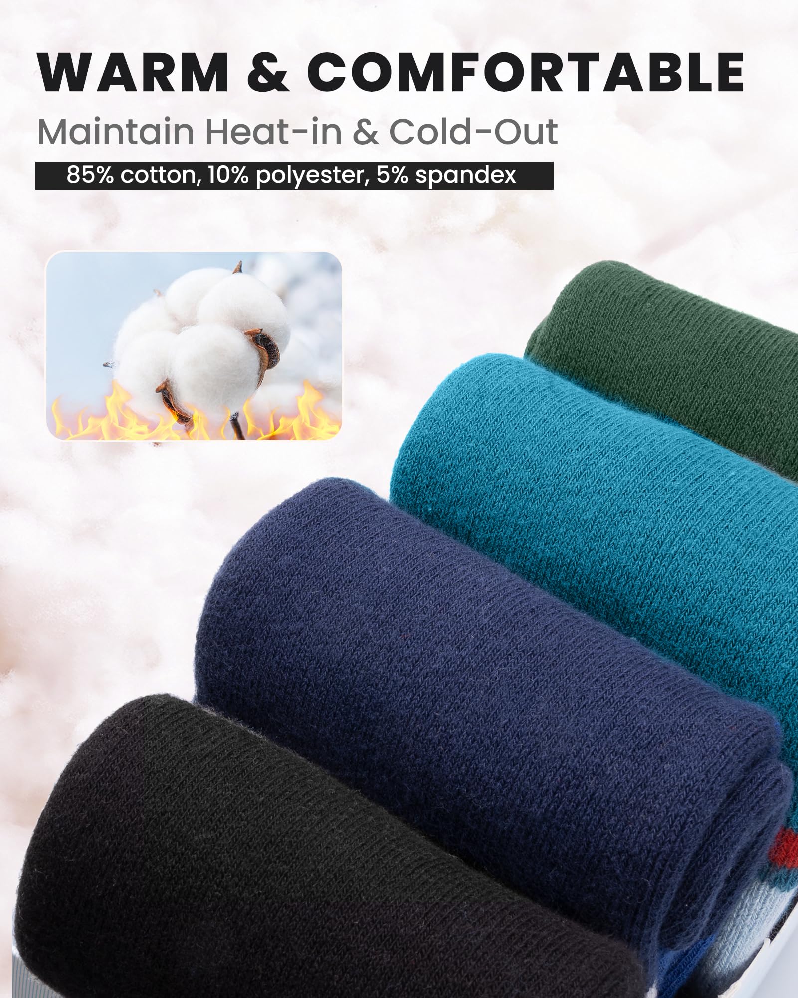 OutdoorMaster 2 Paia Calze da Sci per Uomo, Calze Termiche Invernali da Snowboard Traspiranti Termico per Sport All'aria aperta con Sopra il Polpaccio Design/Polsini Antiscivolo