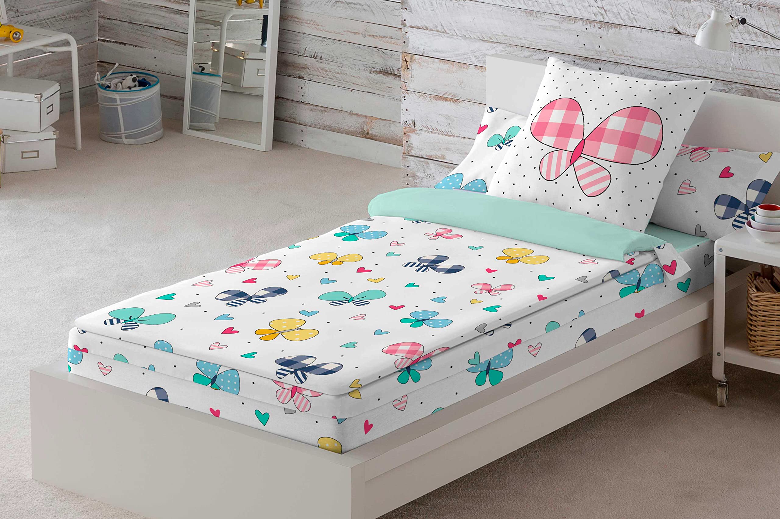 COOL KIDS Saco nórdico sin Relleno Vichy Butterly Cama 90