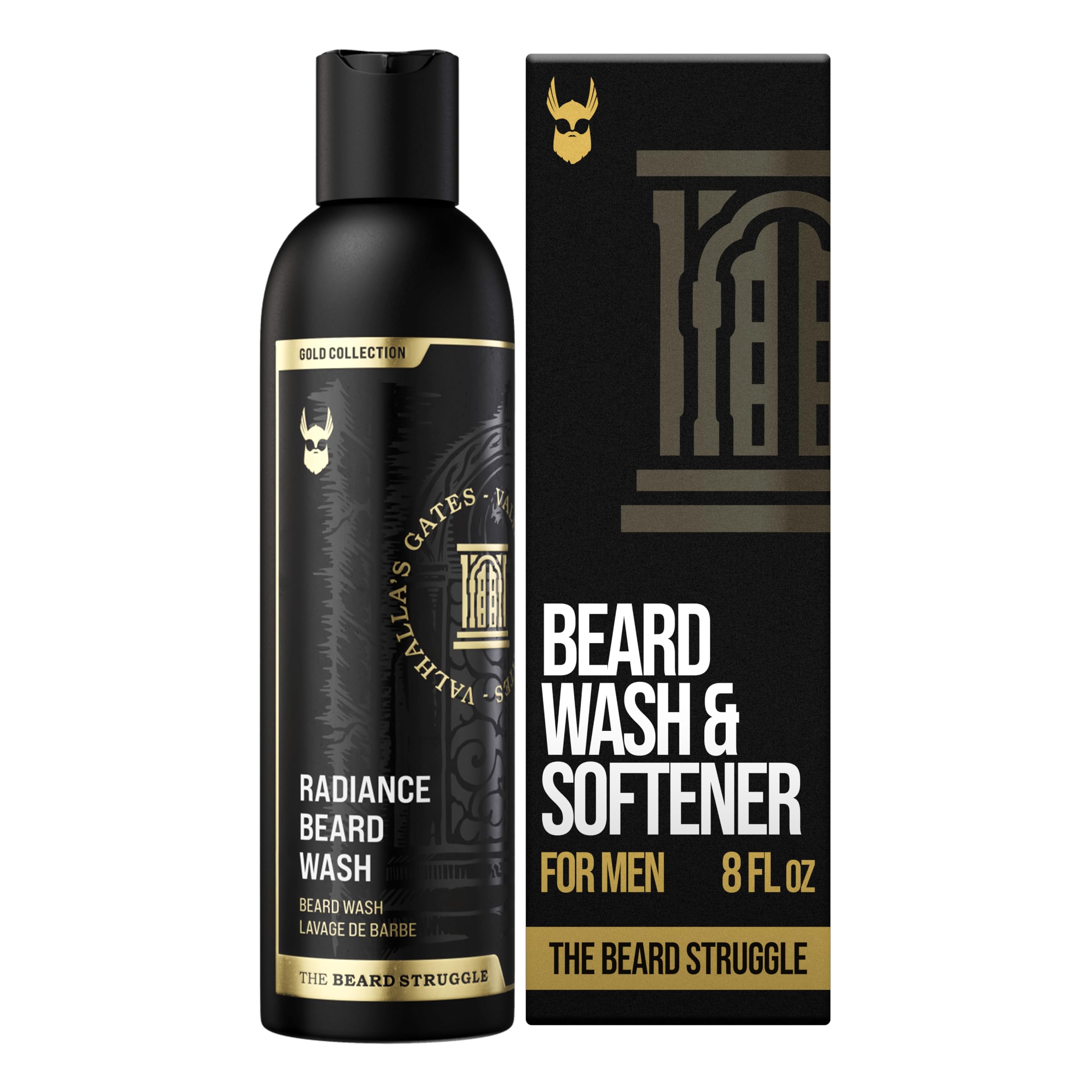 The Beard Struggle - Radiance Beard Wash - Gold Collection, Valhalla's Gates - Cleanse, Nourish, & Softens Beard - Viking Beard Wash for Men (240 ml)