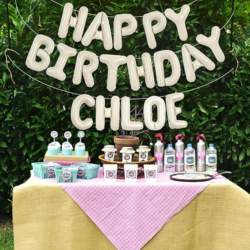 Miniatura 9 de TONIFUL 65 globos de letras de la A a la Z personalizados, globos plateados de feliz cumpleaños de 16 pulgadas y 2 juegos de globos de letras A-Z de