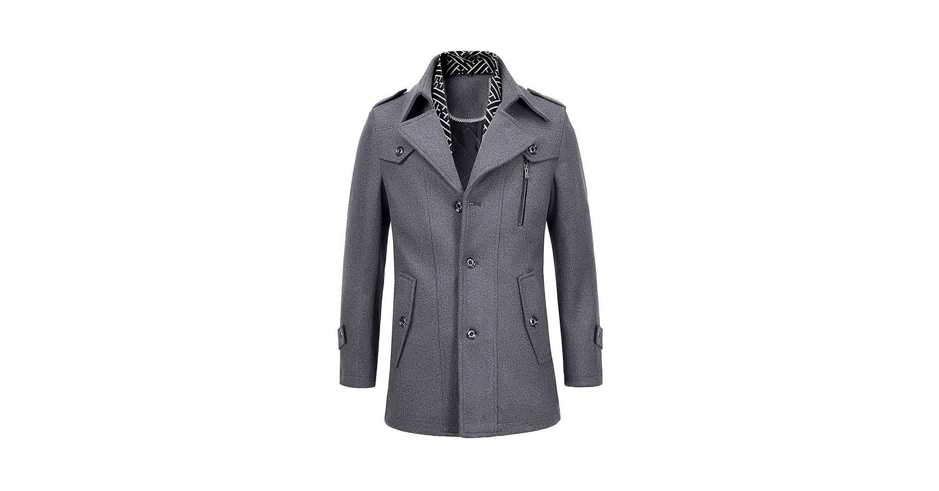 ジャケット・アウター pidassoPuff sleeve wool jacket KTWOLEN Men's Wool Jacket Single Breasted Winter Coat with