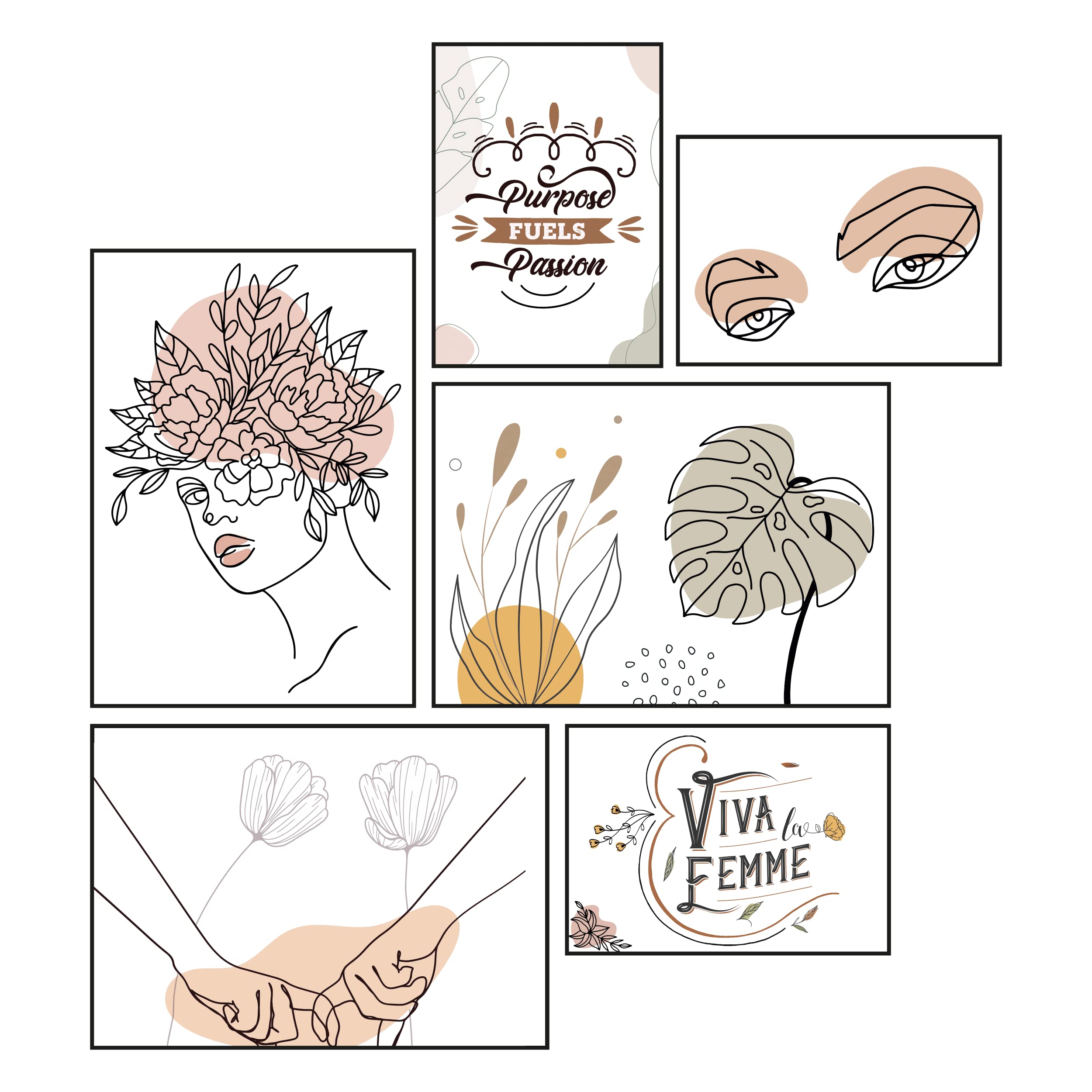 Buy GREAT ART® Mood Set Line Art Woman 6 stylish modern murals