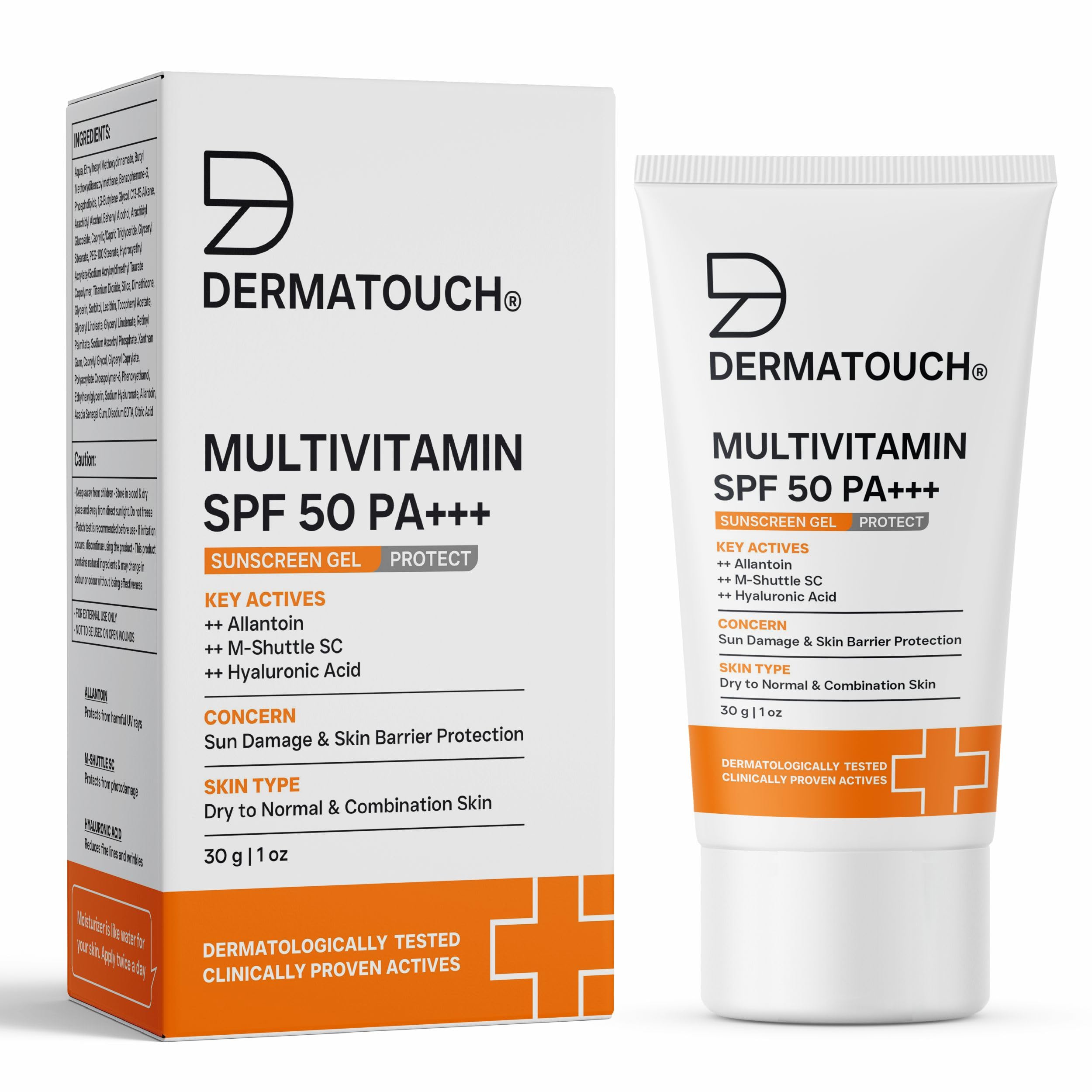 DERMATOUCHMultivitamin Spf 50 Pa+++ Sunscreen Gel For All Skin Types | Uva-Uvb Protection |Zero White Cast | Unisex | 30G