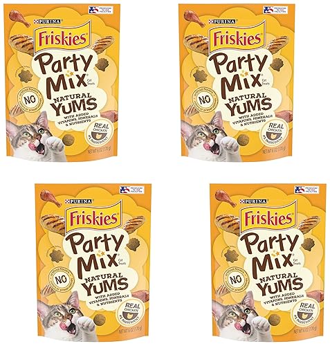 Friskies Party Mix Natural YUMS with Real Chicken Cat Treats,