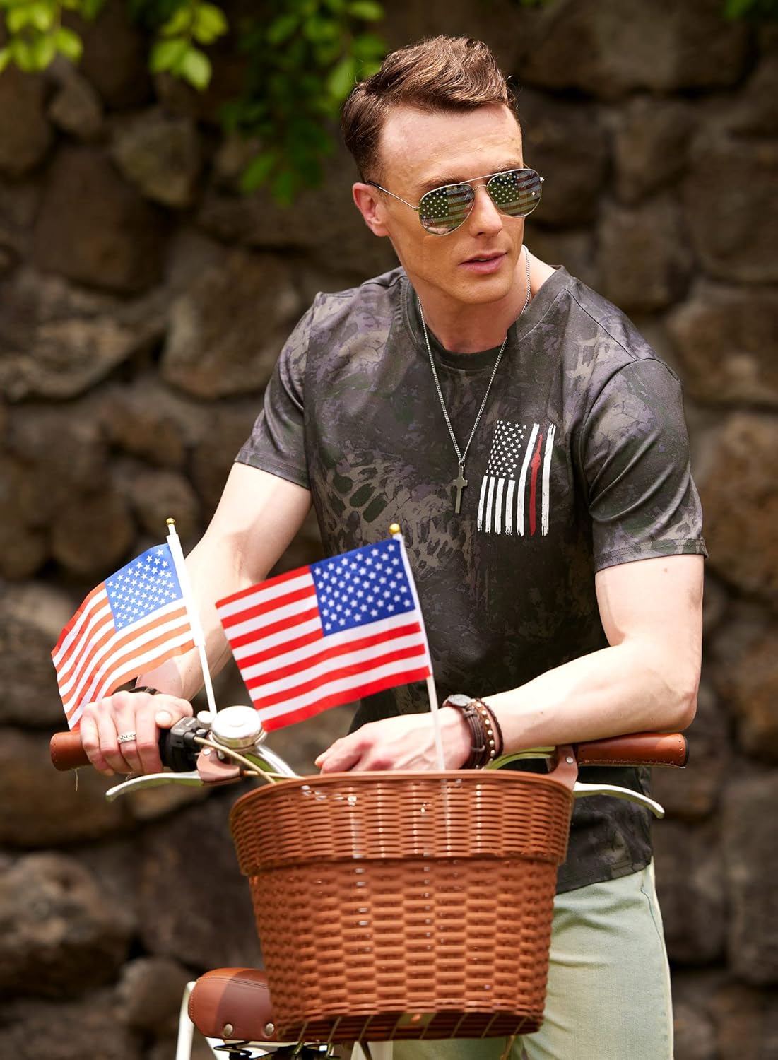 Men's US Flag Tshirt 4th of July Red White Blue Tee Shirt Trendy Stripes and Stars Tshirt Camo Flag Shirt S - Image 2