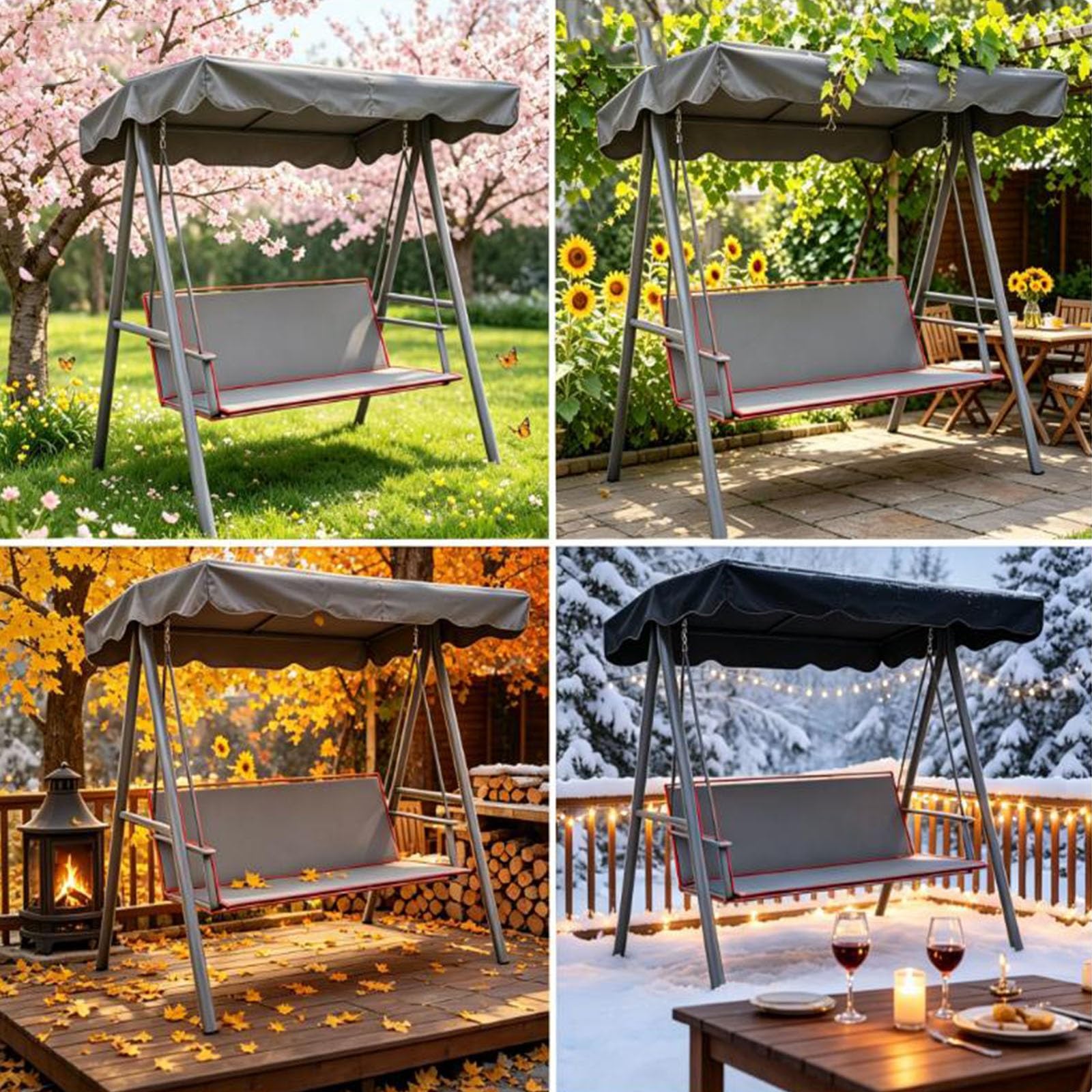 900D Funda de Asiento de Jardín para Mecedora, Funda de Asiento de Columpio de Repuesto, Impermeable y Anti Desgarro, 2 y 3 Plazas(62x20x20in/158x52x52cm)