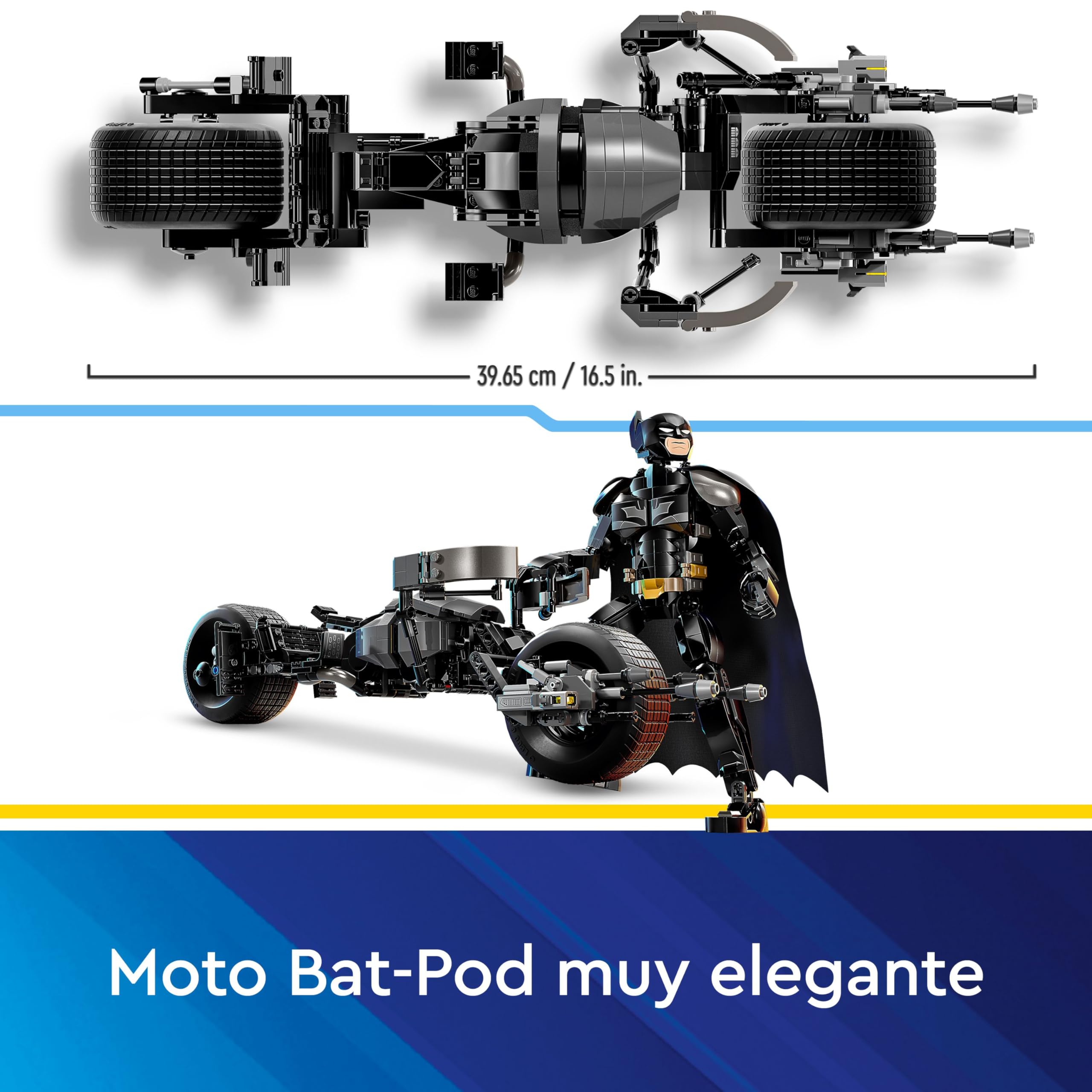 LEGO DC Batman Figura para Construir: Batman y Moto Bat-Pod de Juguete, Figuras de Superhéroes de la Película El Caballero Oscuro, Regalo para Niños y Niñas de 12 Años o Más 76273