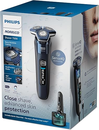 Vista 16 de Philips Norelco Shaver 7800, afeitadora eléctrica recargable en seco y húmedo con tecnología SenseIQ, cápsula de limpieza rápida, soporte de carga