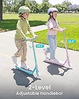 Vista 5 de Gyroor KS2 Scooter eléctrico para niños con luces LED, velocidad segura de 5 MPH, arranque con sensor de pie, manillar ajustable, carga rápida