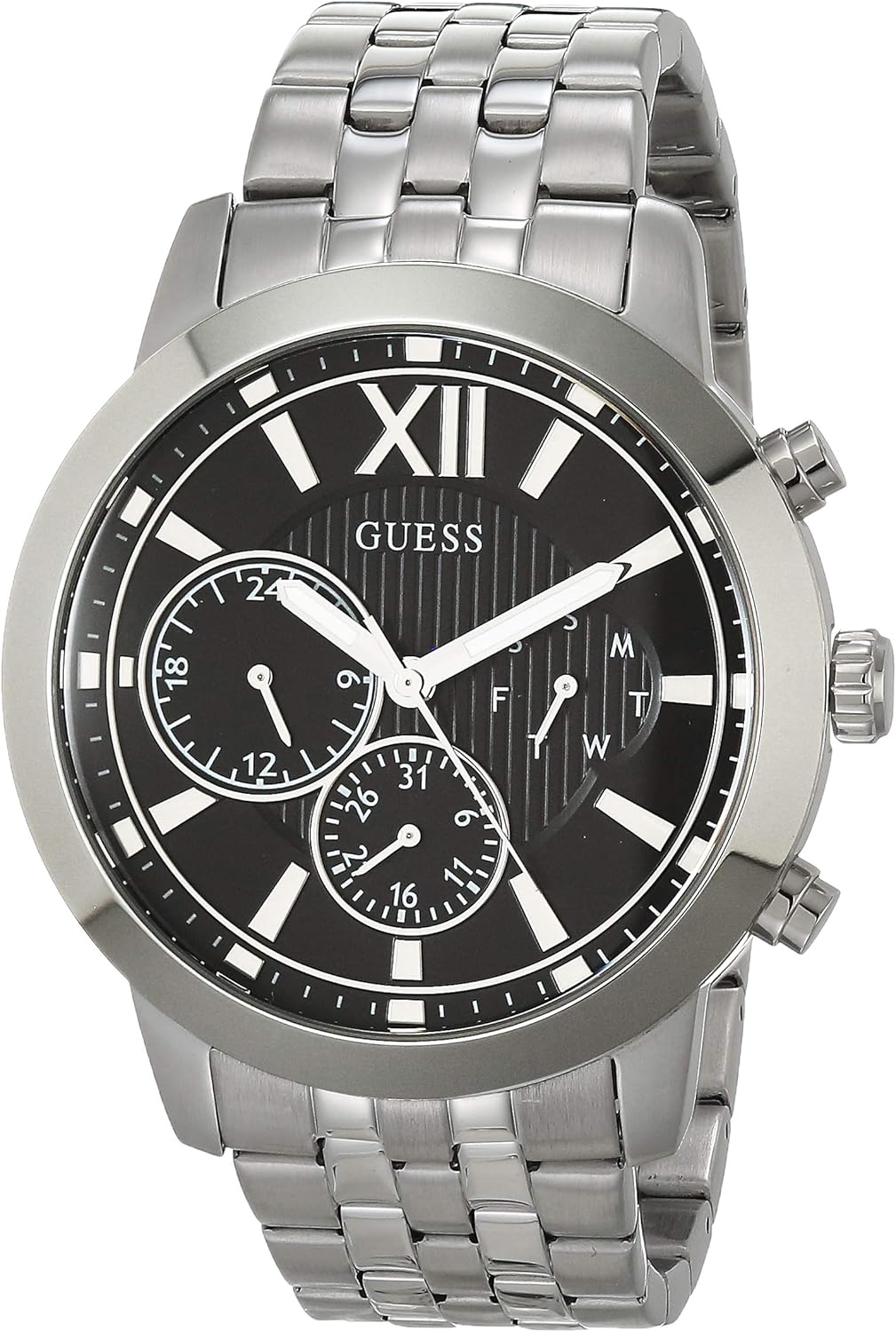 Guess Women's Gold-Tone + Black Multifunction Steel Bracelet Watch