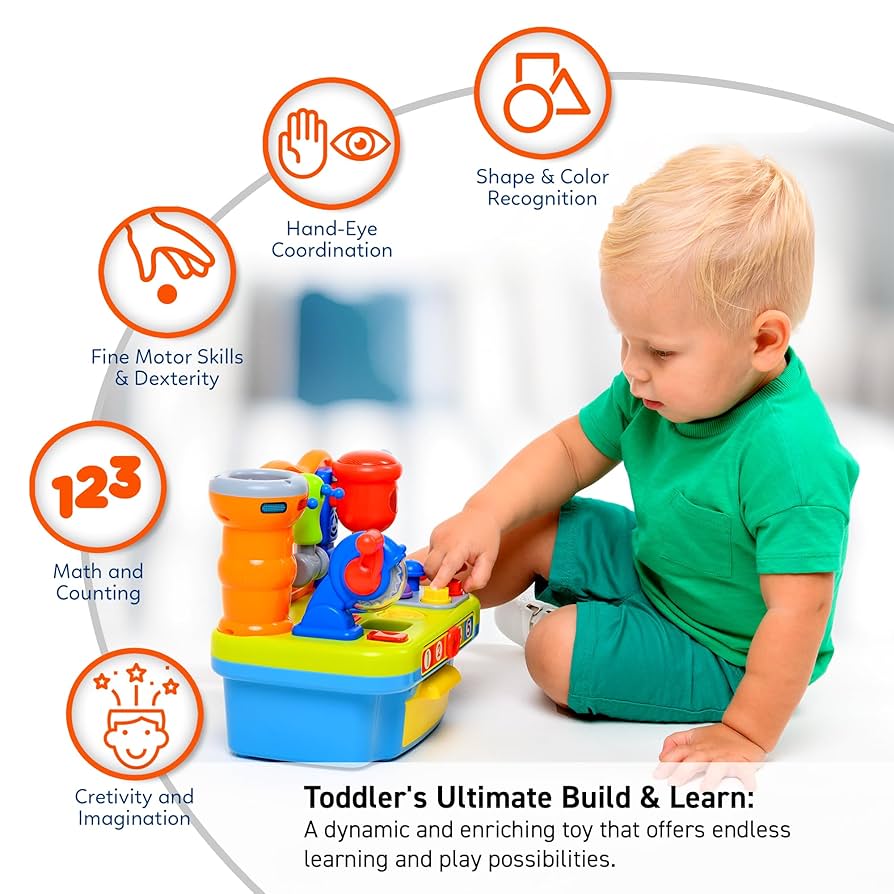 Baby Toys 12-18 Months Musical Workbench Toy STEM Learning For