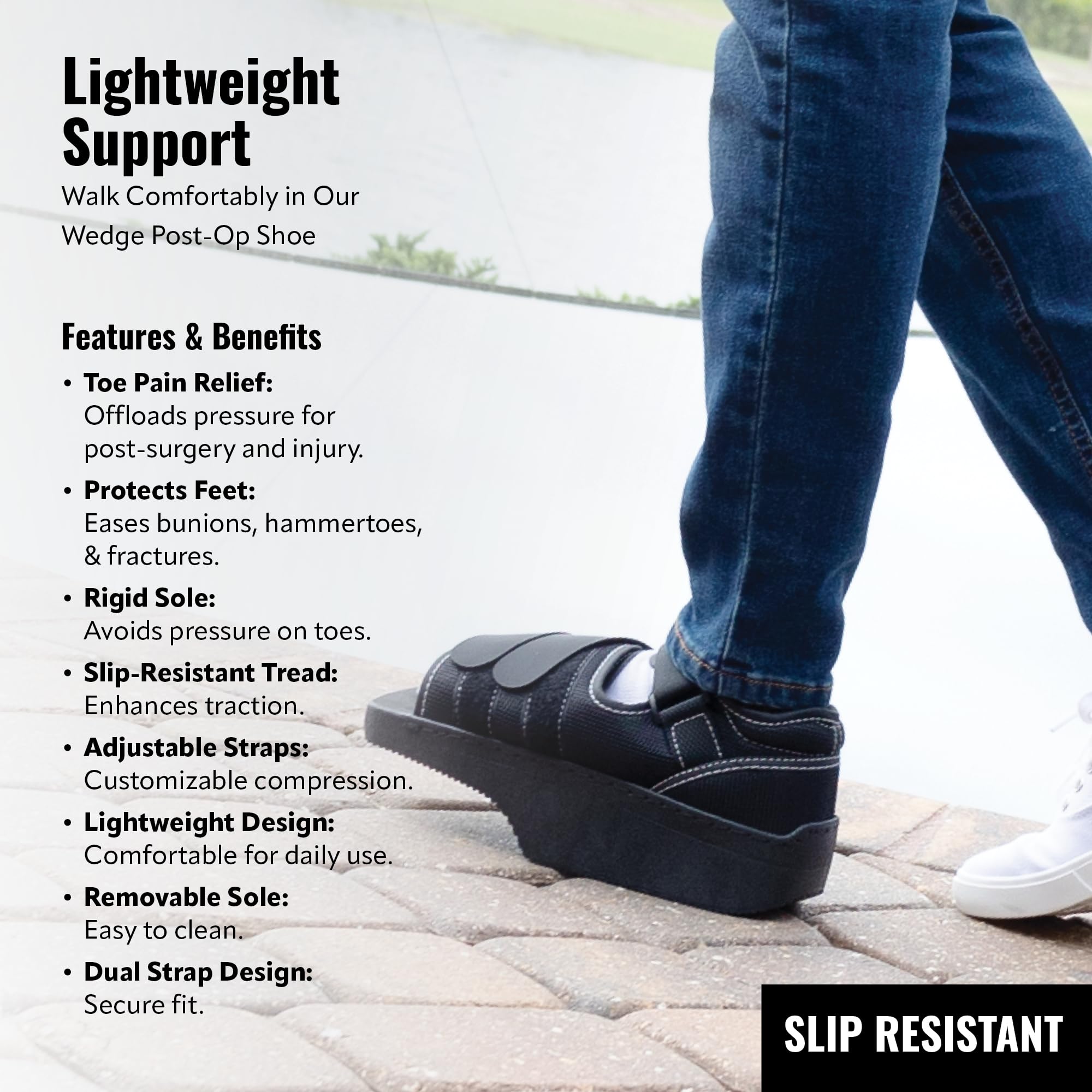 Zapato postoperatorio de cuña – Botas ortopédicas quirúrgicas de descarga para lesiones en los dedos, juanetes y dedo en martillo, zapato para caminar con soporte para dedos rotos para