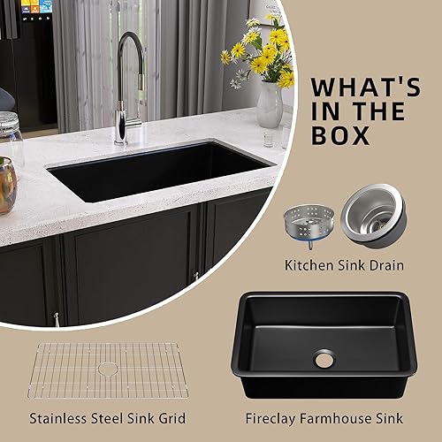 Miniatura 6 de GETPRO Fregadero de cocina negro de 27 x 19 pulgadas, fregadero de cocina de montaje superior y empotrado, fregadero de cocina de doble montaje