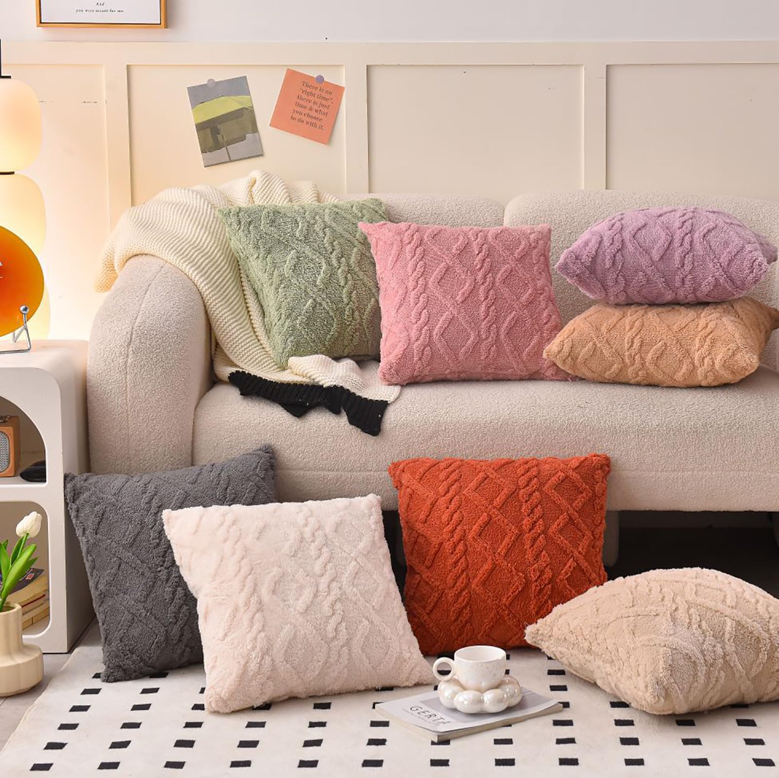 Miękka poduszka poszewka na poduszkę 50x50cm, kwadratowa dekoracyjna poduszka do rzucania, dekoracyjna miękka poduszka elegancki design, neutralny miękki dekoracyjny, do łóżka, sofy
