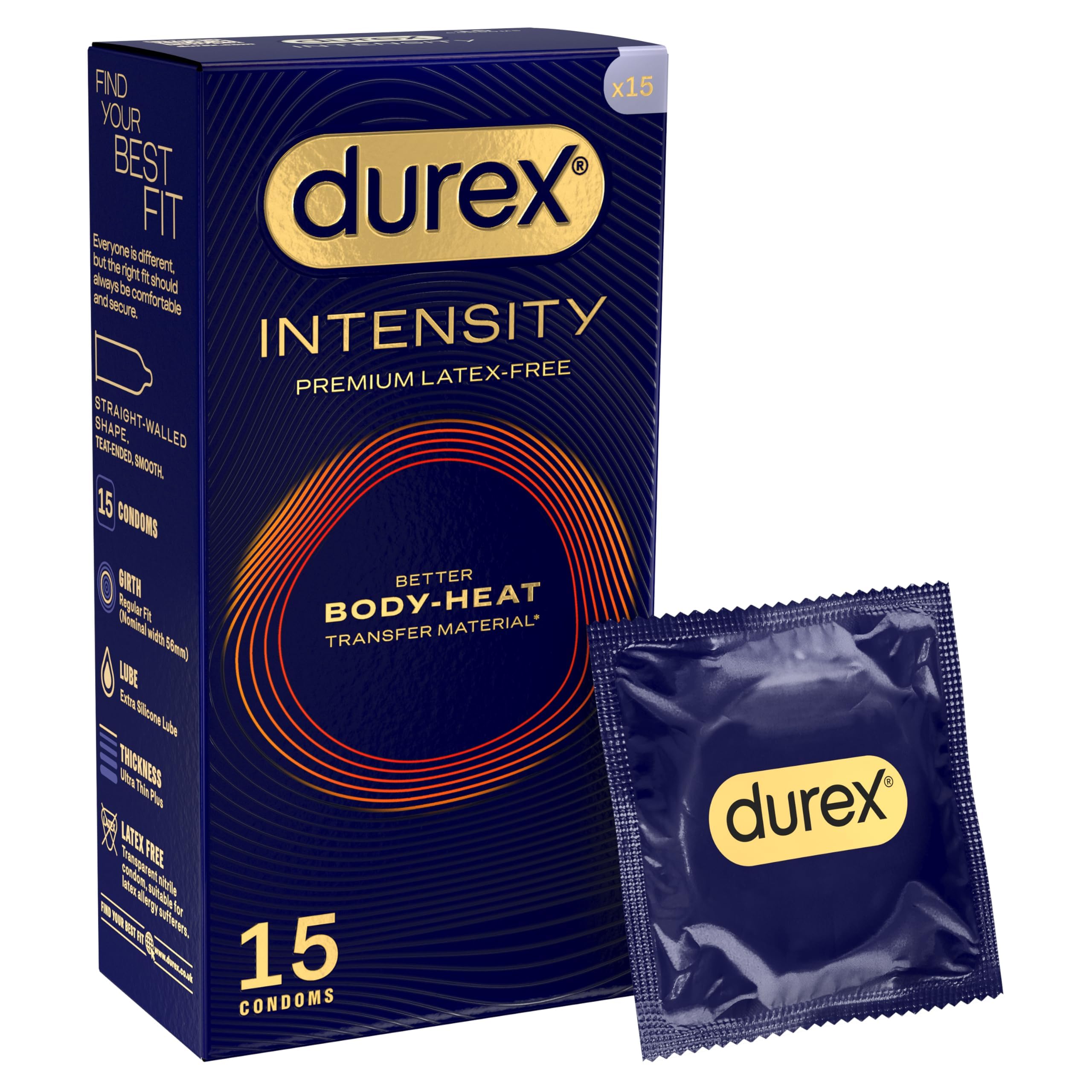 Durex Intensity, 15 Condoms, Better Body Heat Transfer, Ultra Thin