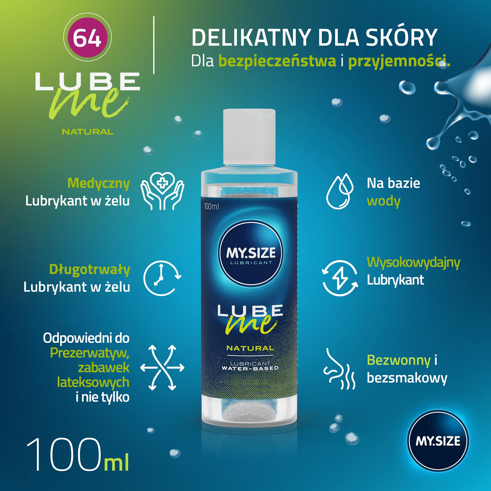 Zestaw promocyjny: prezerwatywy MY.SIZE 64 mm, 10 szt. + naturalny żel nawilżający MY.SIZE 100 ml + świeca do masażu MY.SIZE