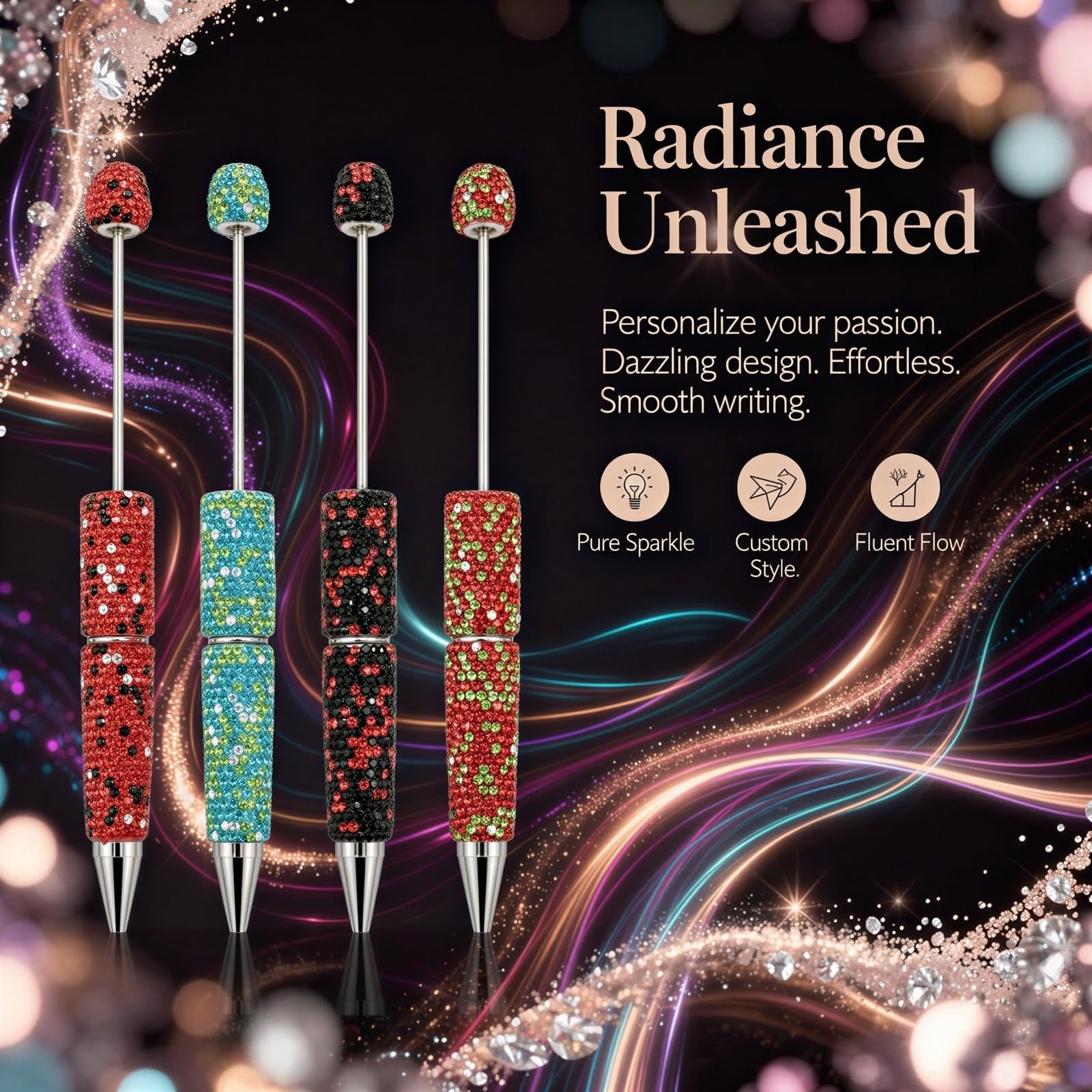 30 penne glitterate con strass, penne fai da te per personalizzazione, strumenti di scrittura con perline glitterate per progetti artistici e regali personalizzati