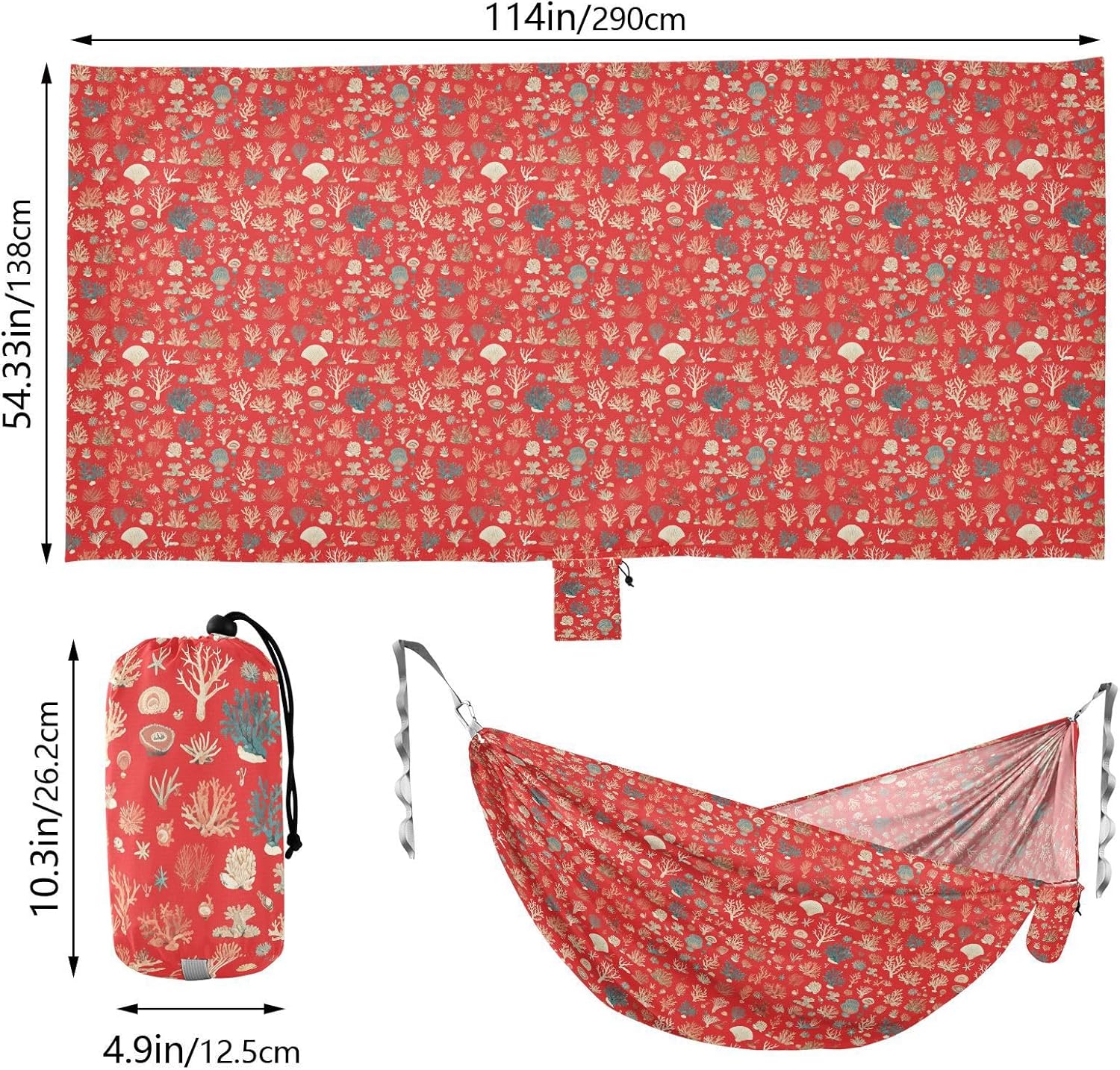 Beauty Coral Red Hammocks for Camping with Hanging Rope Tree Hammock for Camping & Hiking Essential