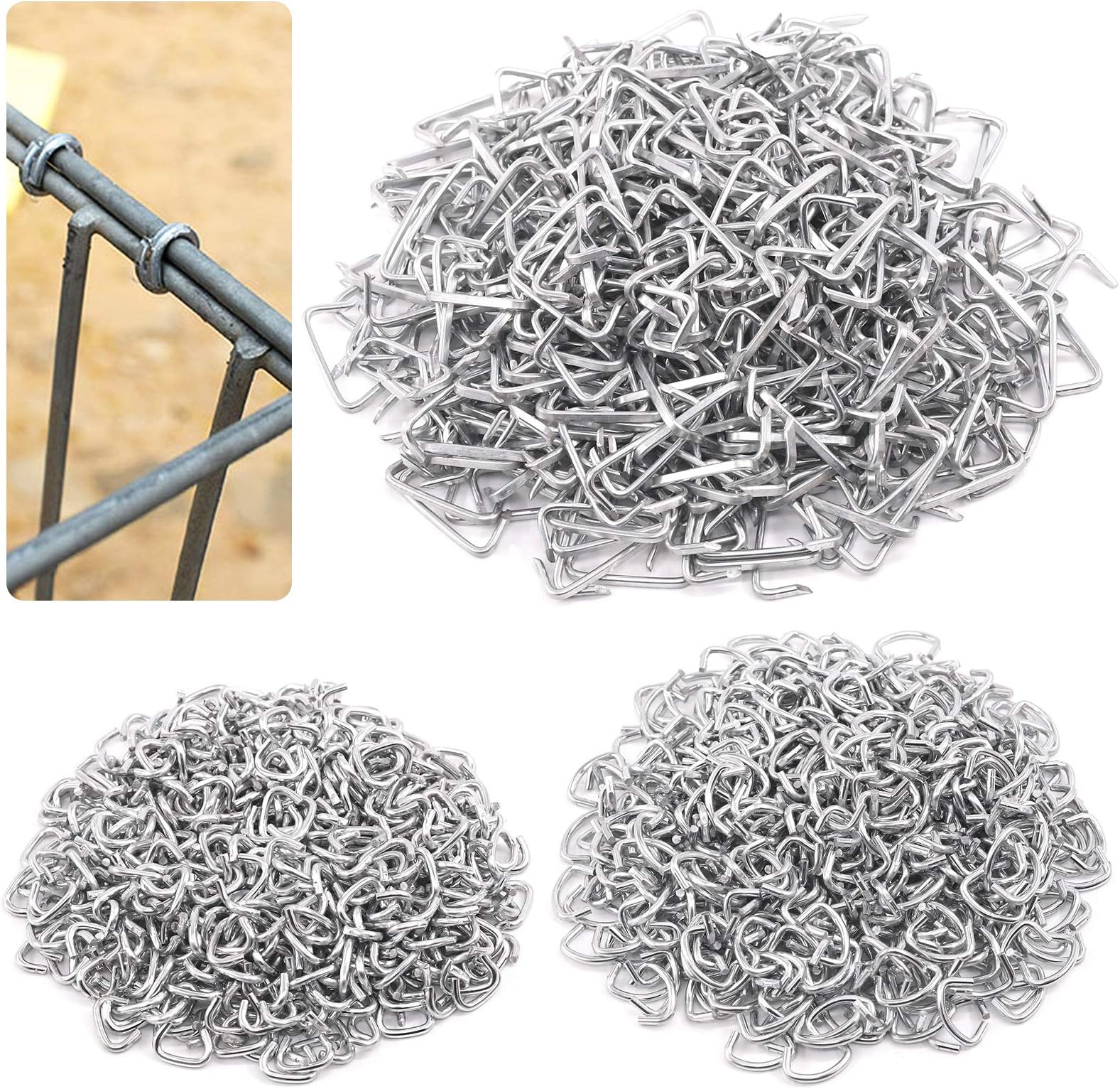 Hilitchi Galvanized Steel Hog Rings for Bungee Shock Cords Animal Pet Cages Bagging Traps