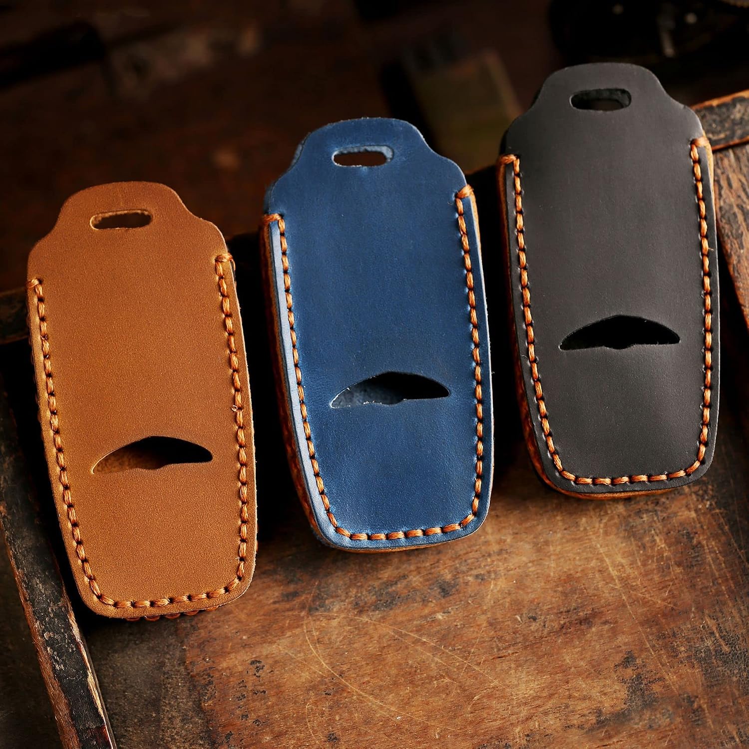 KUNIO Leather Car Key Cover Fit for Hyundai Genesis GV70 GV80 GV90