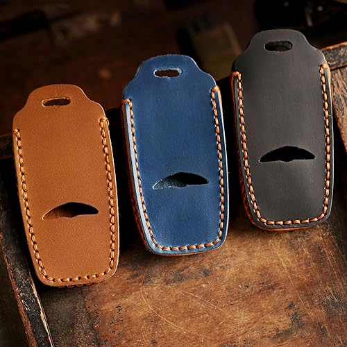 Miniatura 10 de Hontumax Funda de cuero genuino para llavero inteligente de 6 botones para Genesis G70 G80 GV70 GV80 2021 2022 2023 2024 Protector de llavero remoto