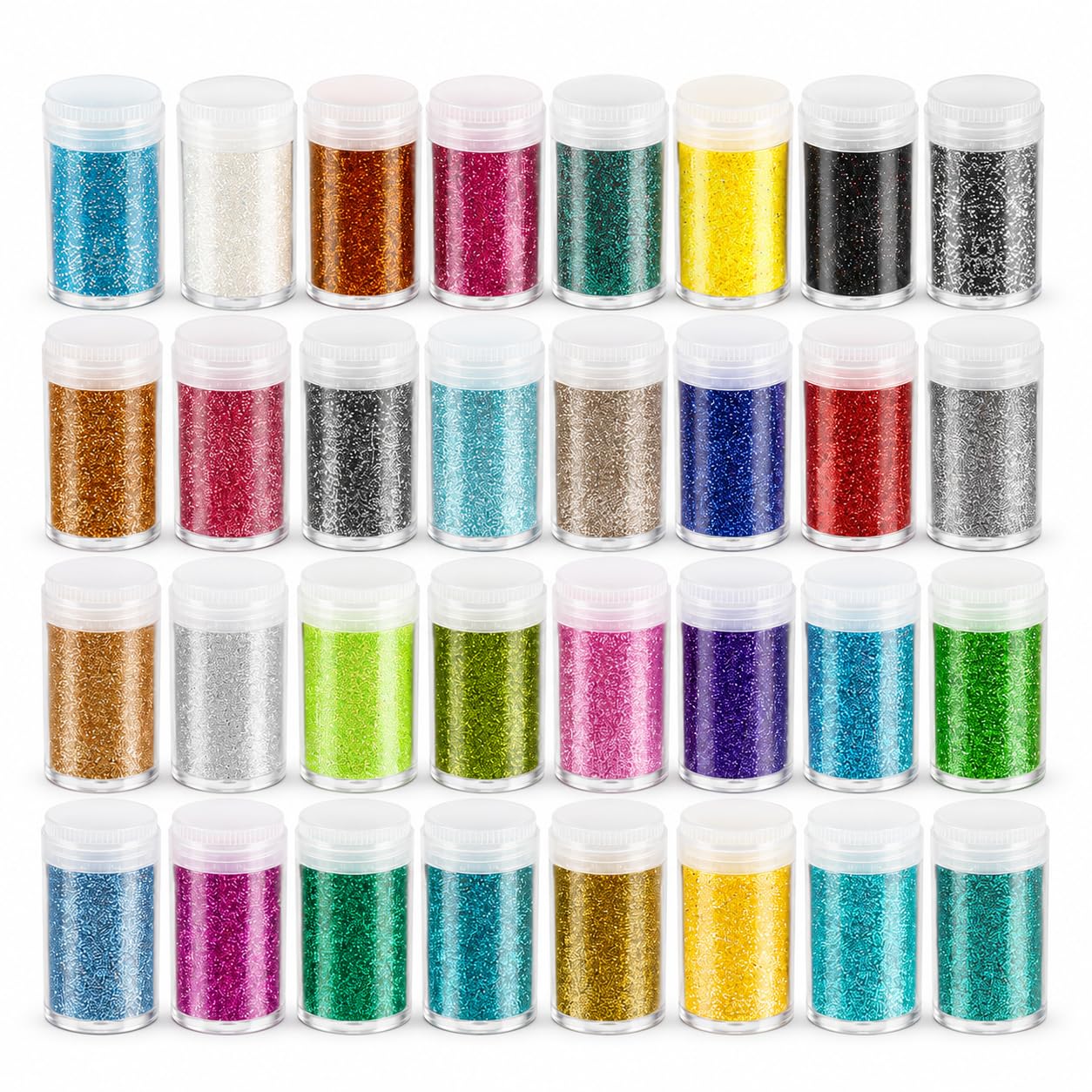 JADUFHU 32 Color Glitter, Face Glitter, Hair Glitter, PET Safe, Fine Shine