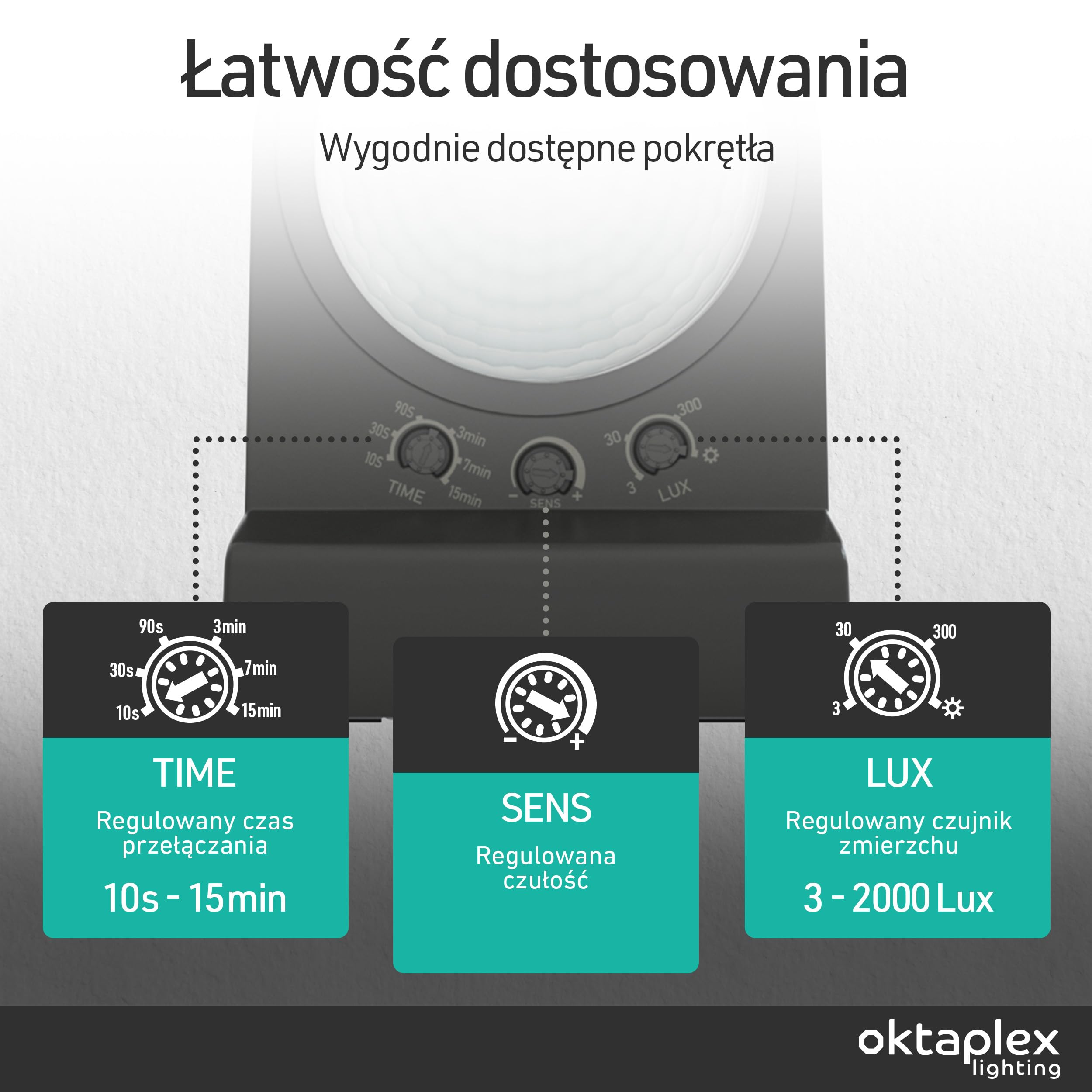 Oktaplex Cali lampa zewnętrzna z czujnikiem ruchu 2200 lm ciepła biel 3000 K reflektor zewnętrzny IP65 antracyt z funkcją Master